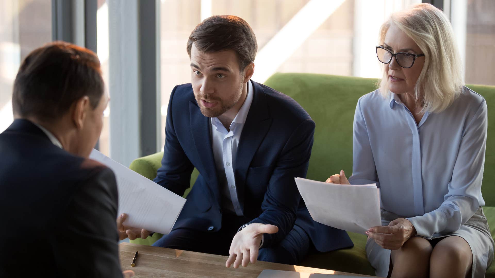 a man tries to get his boss to focus on what is relevant to both of them