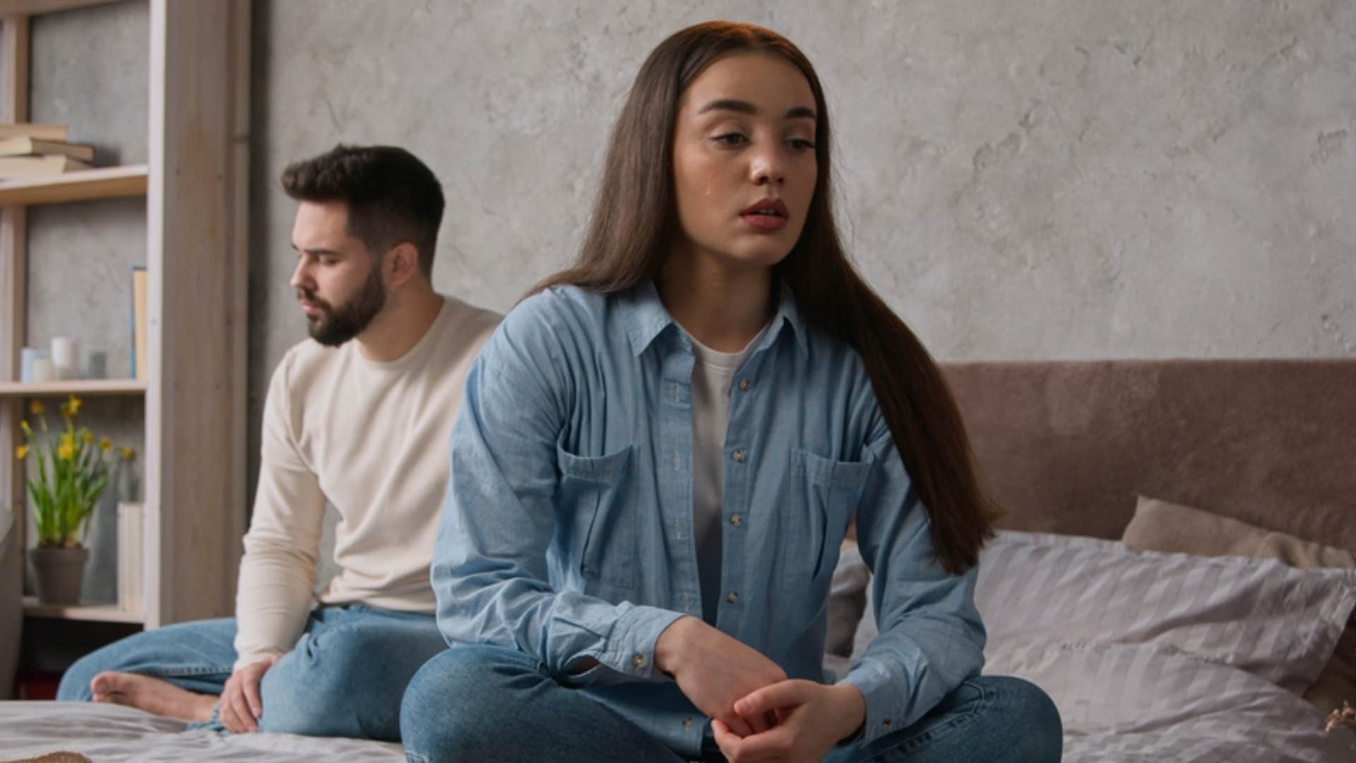 sad woman after telling boyfriend their relationship isnt what she pictured for her life 