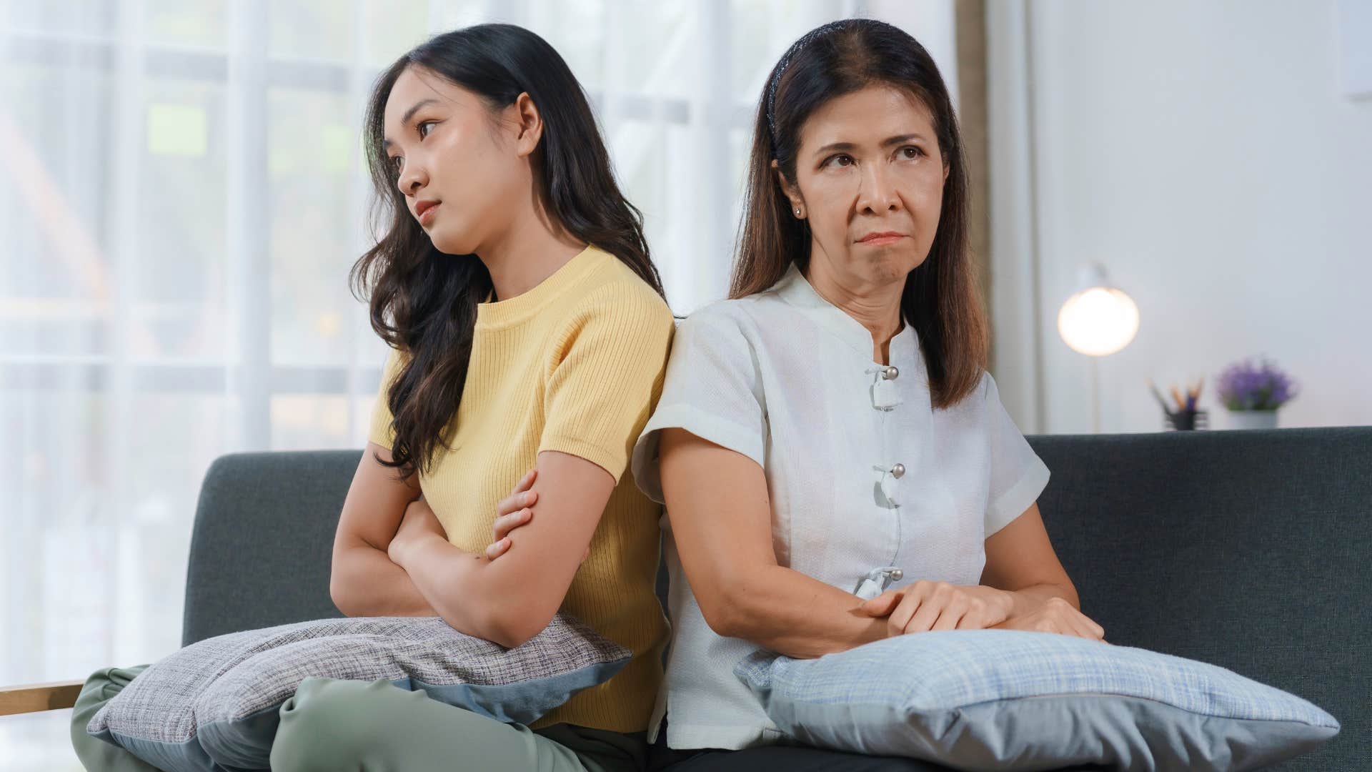 Woman turned away from her mother saying "It's not a big deal."