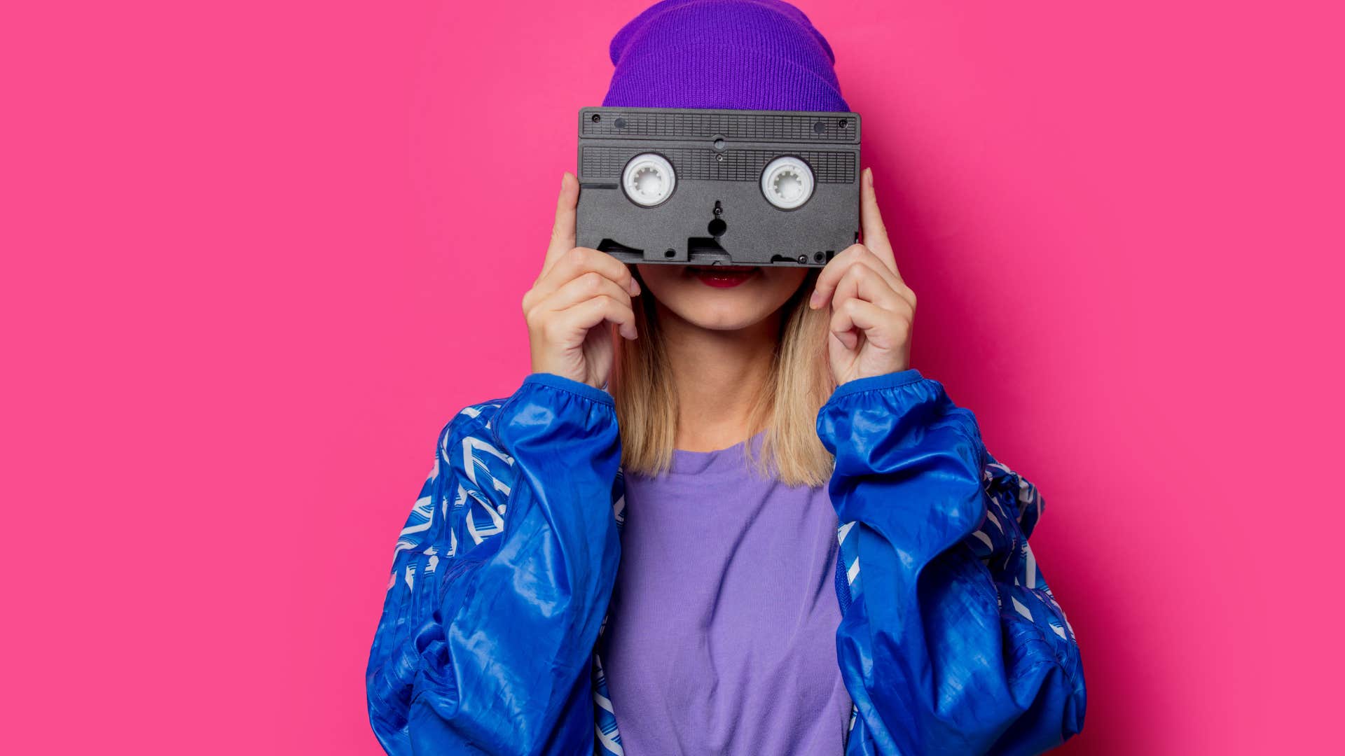 woman with vhs tape