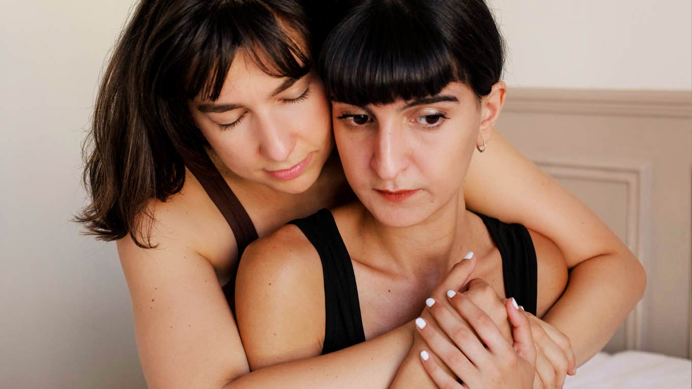 Friend supporting someone who doesn't know how to love themselves. 