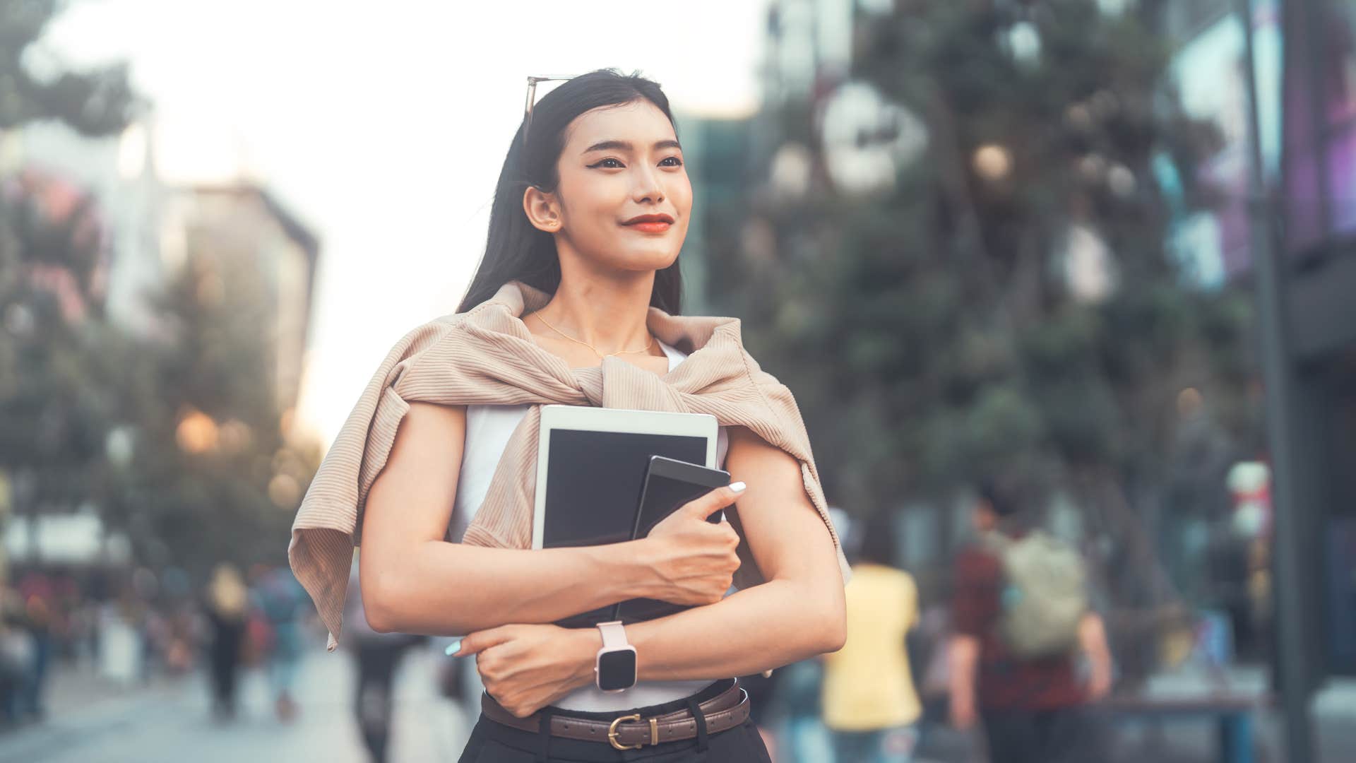 woman attracting wealth by looking into financial future