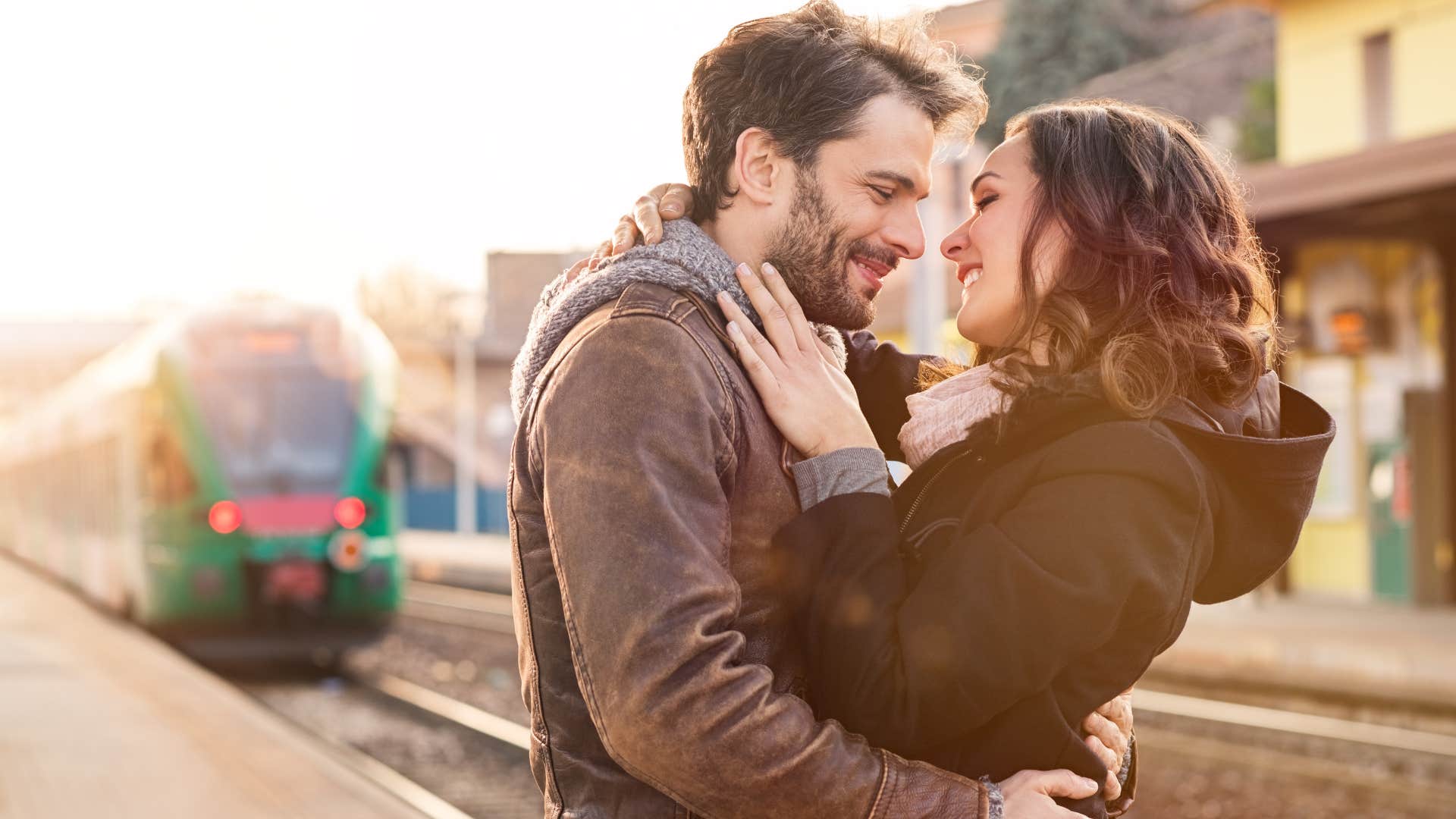 man pretending to love woman with excessive pda