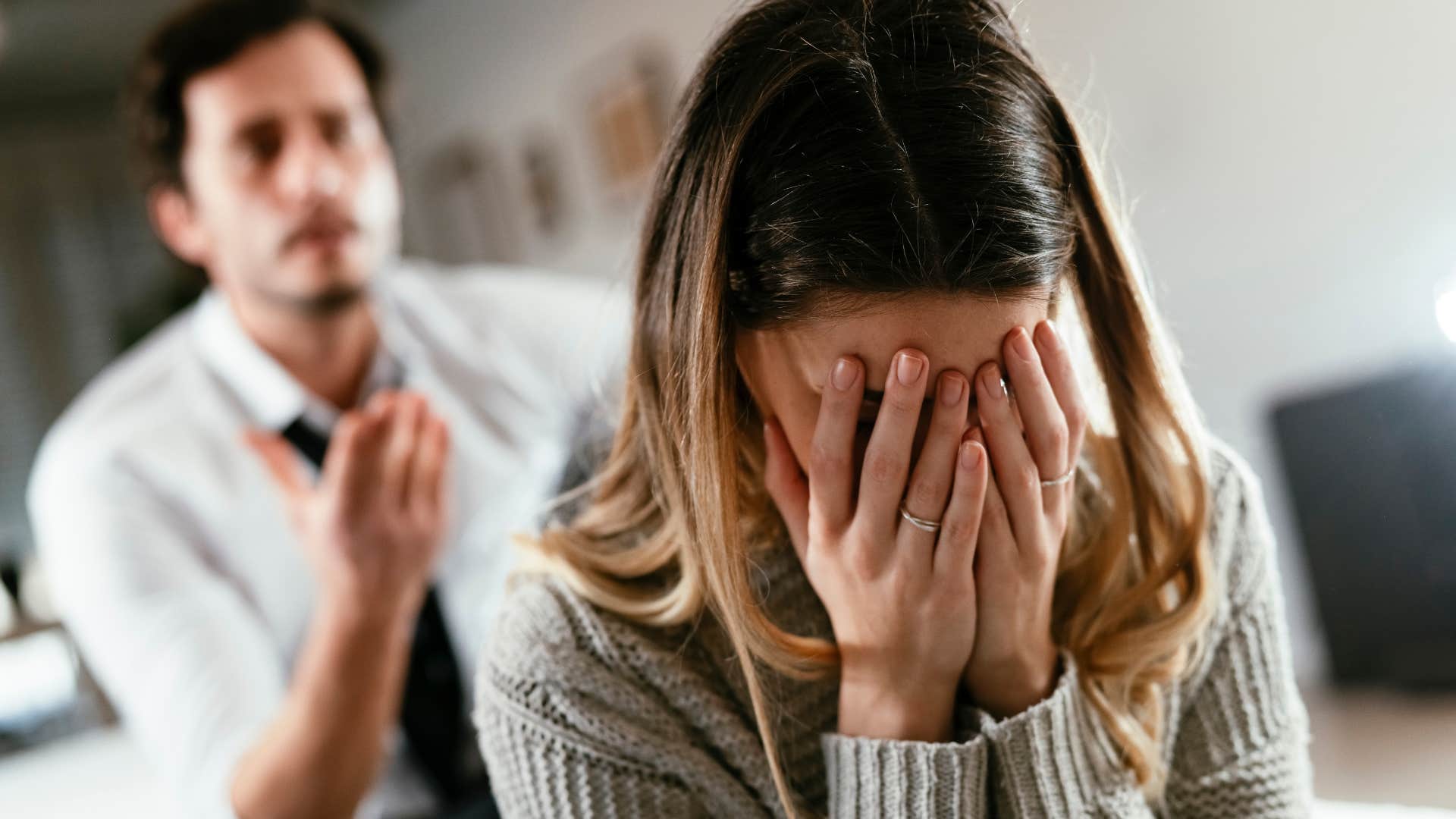 man only pretending to love woman as only intimacy keeps them togetner
