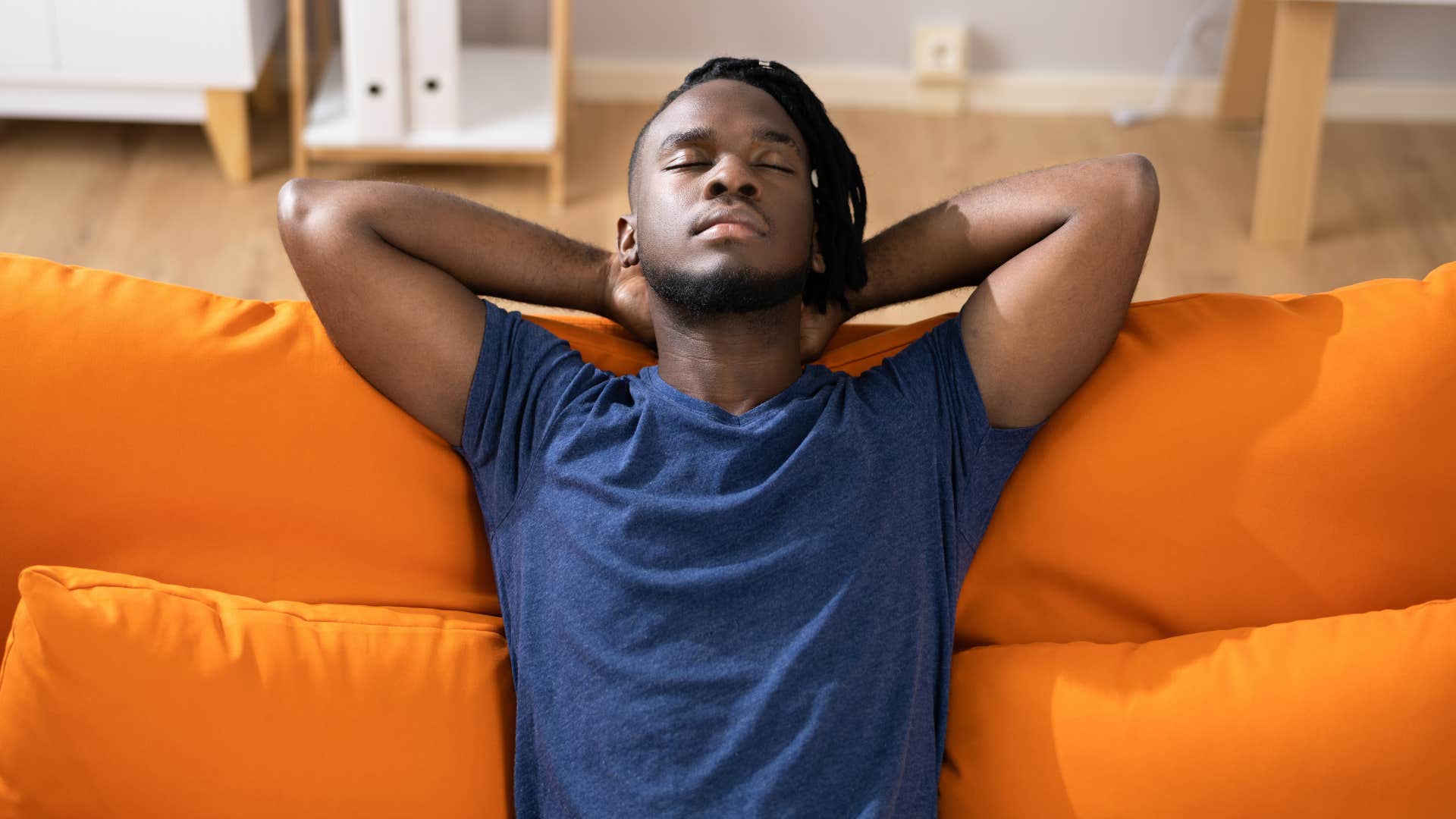 Relaxed man in love withdraws 