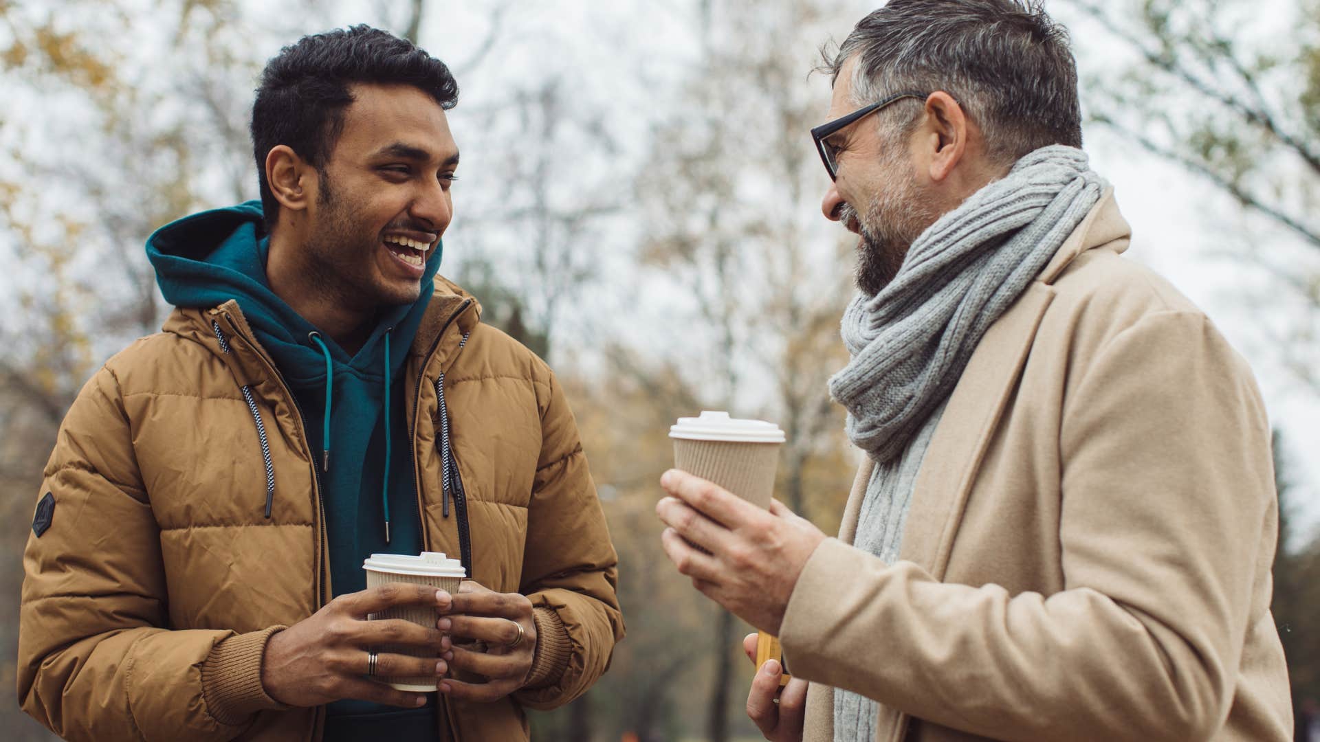two men having curious conversation