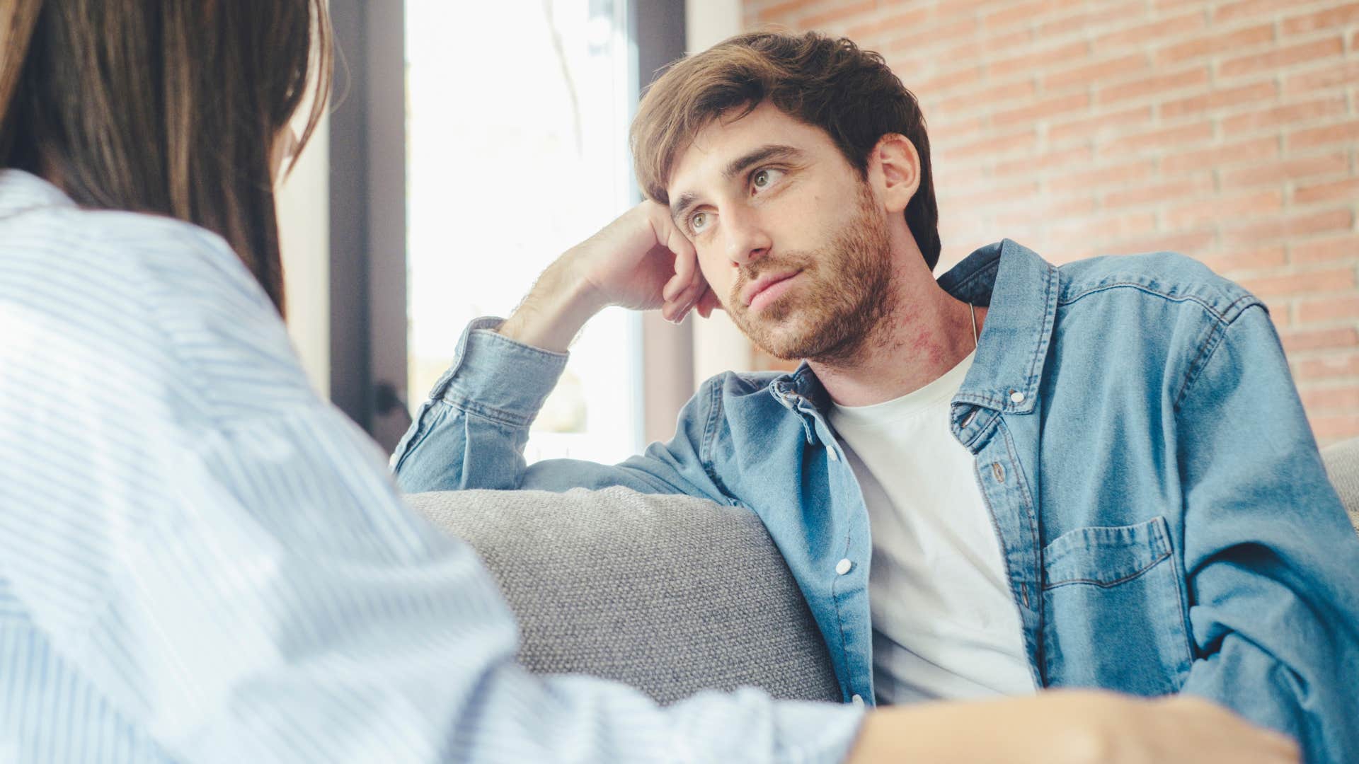 Man who admits when he's wrong talking to his wife.