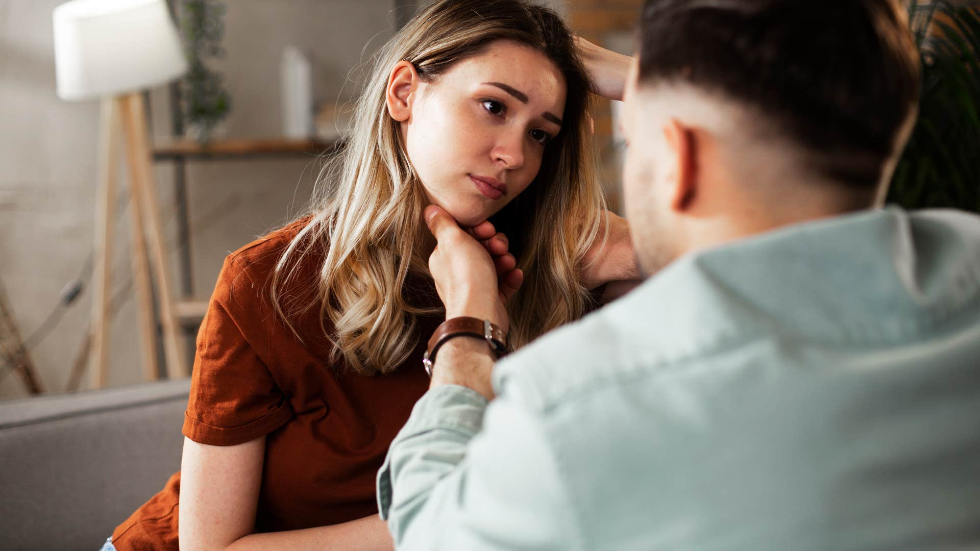 man being gentle with his partner