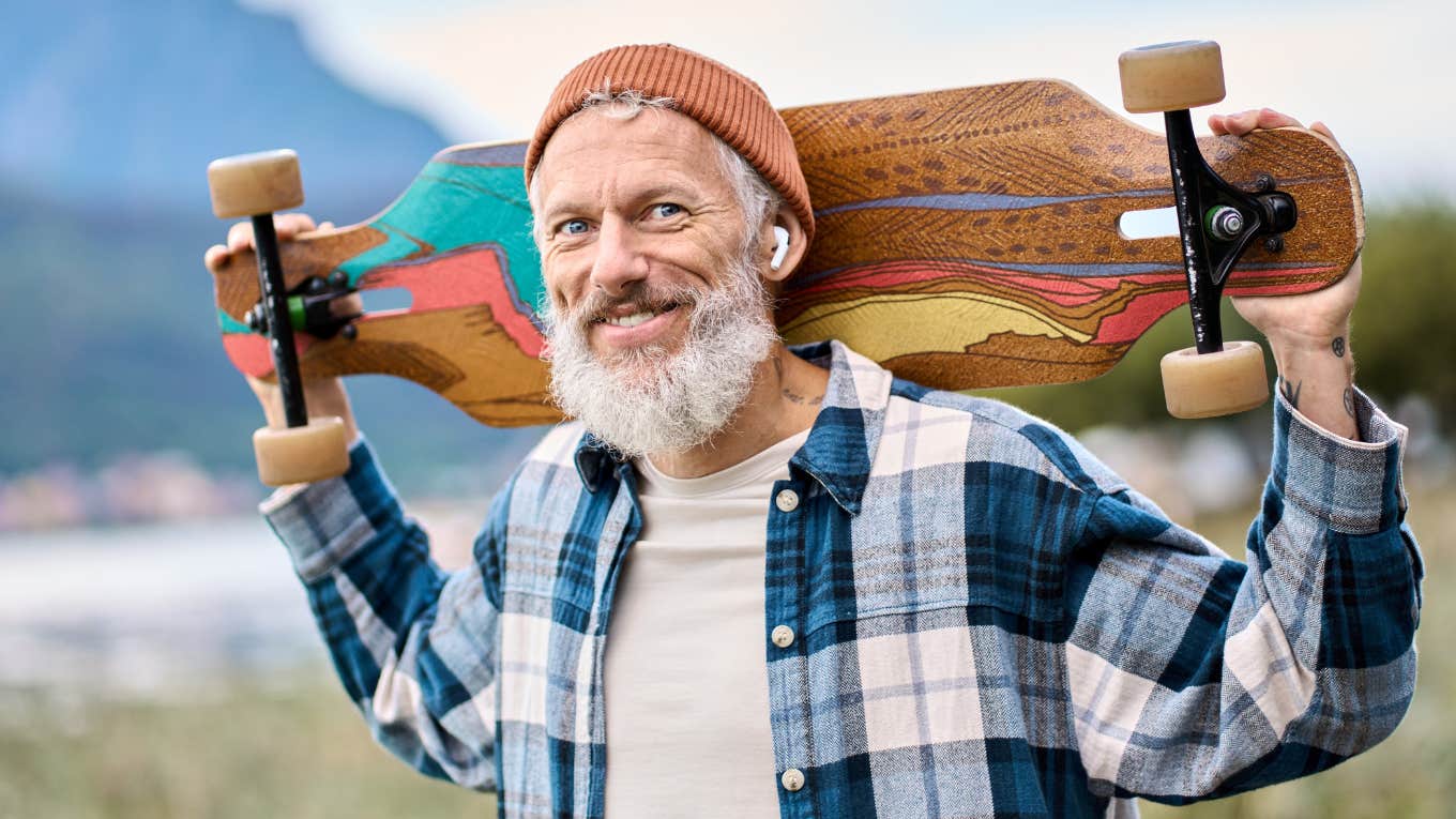 Rare Ways People You Can Actually Trust As You Get Older Keep It Real older man holding skateboard keeping it real