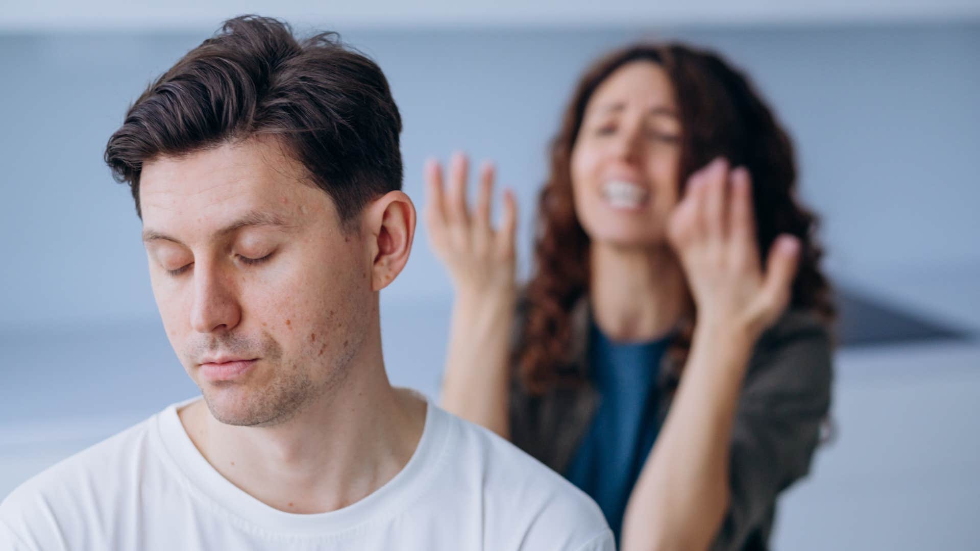 wife pleading with her husband to help her
