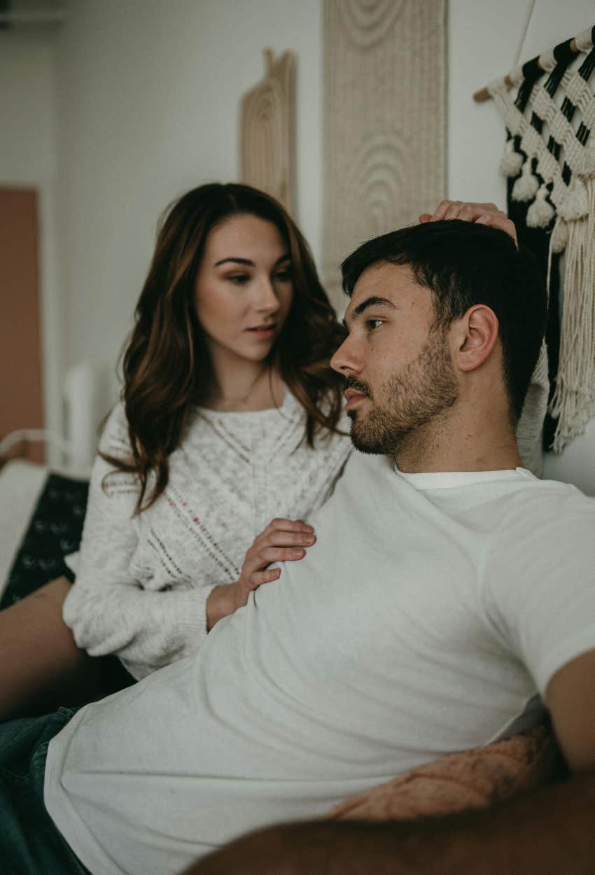boyfriend in a funk and girlfriend mistaking it for a red flag