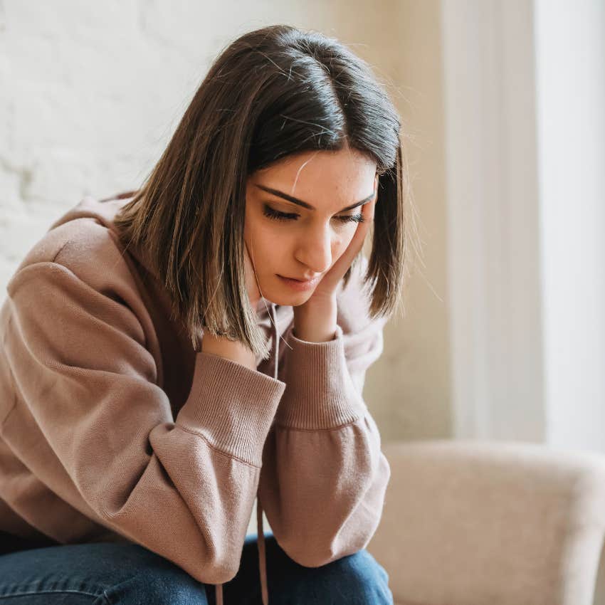 quietly miserable woman who isn't taking car of herself