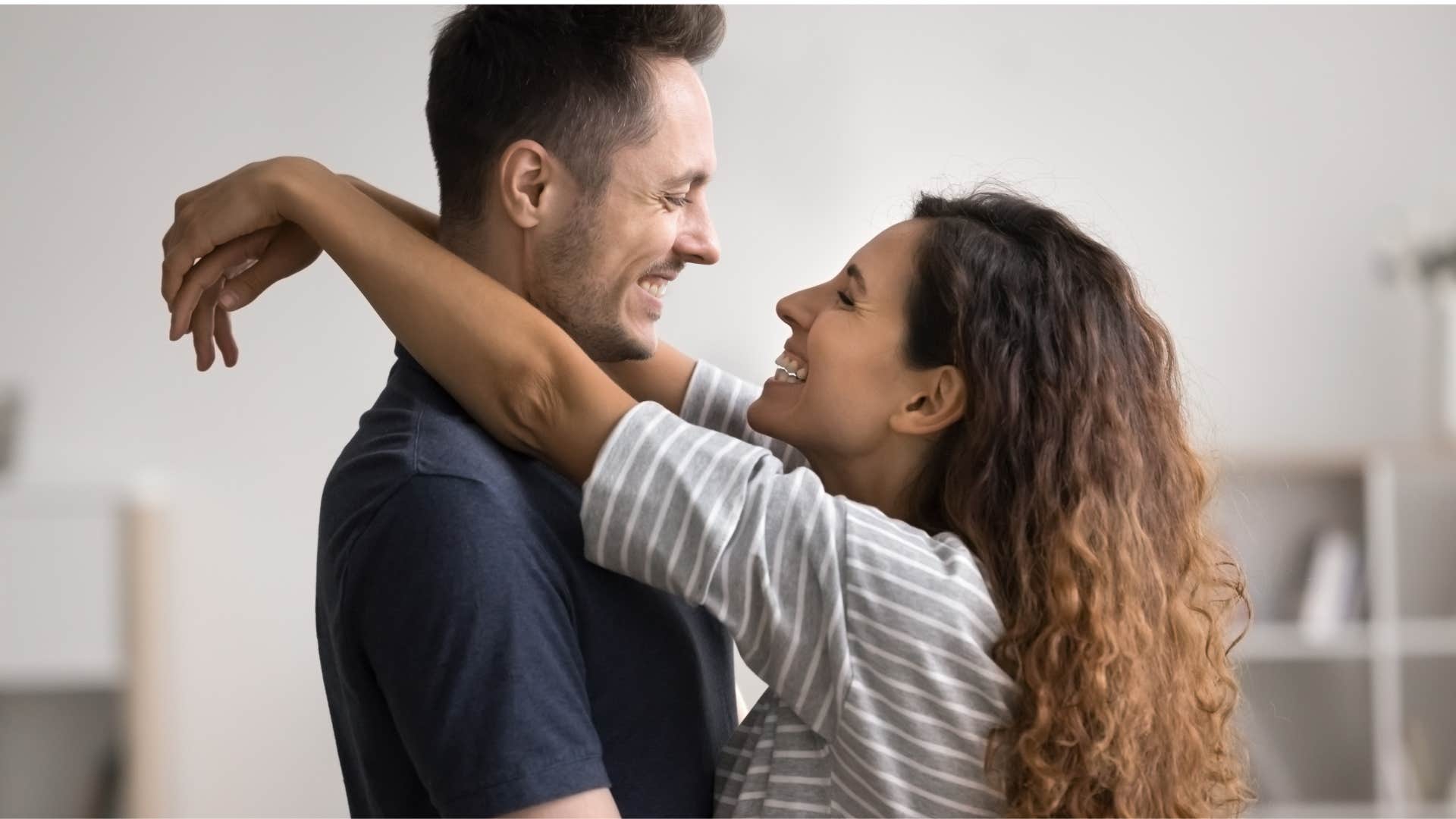 couple embracing happy they arent married enjoying each other