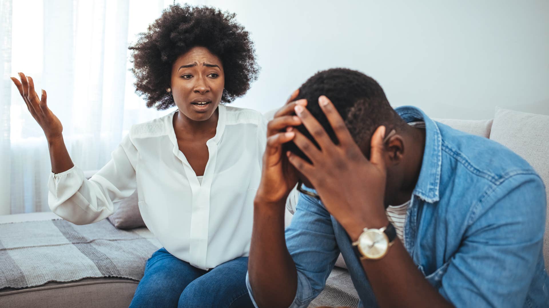 a wife confronts her husband about how he does not spend time with her after he works and isolates himself