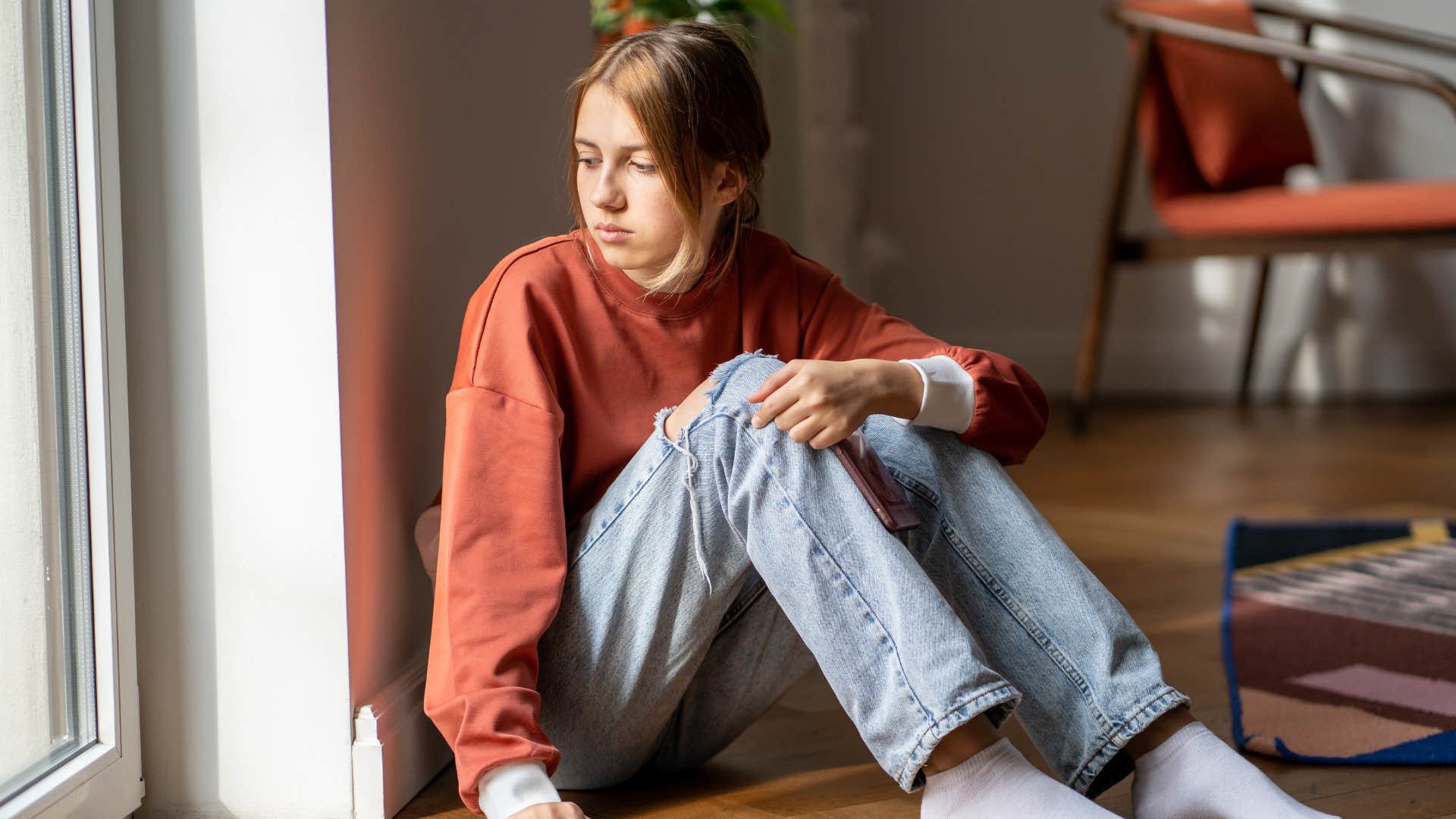 stressed sad teenage girl learning how to self-soothe