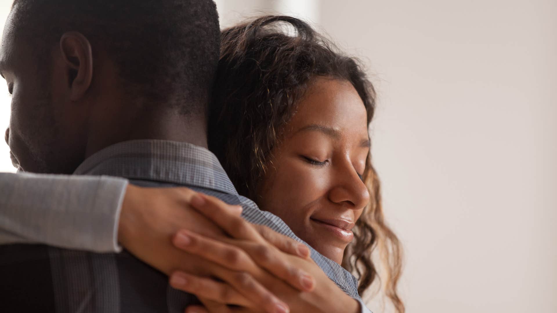 a woman hugs her man because he is always there for her