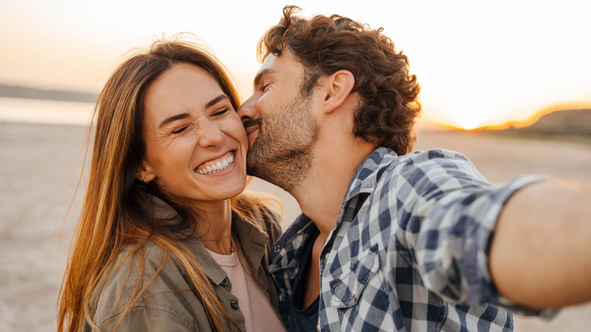a man shows affection towards his girlfriend