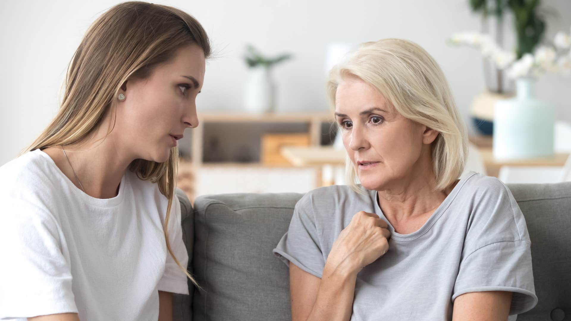 woman can't remember the last time someone asked her how she was doing and actually listened as woman in white shirt finally listens