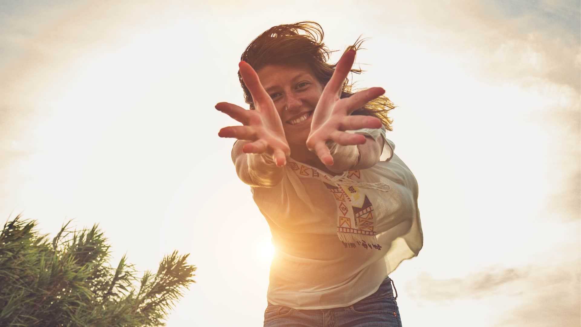 Passionate woman shows sign of exiting on higher plane
