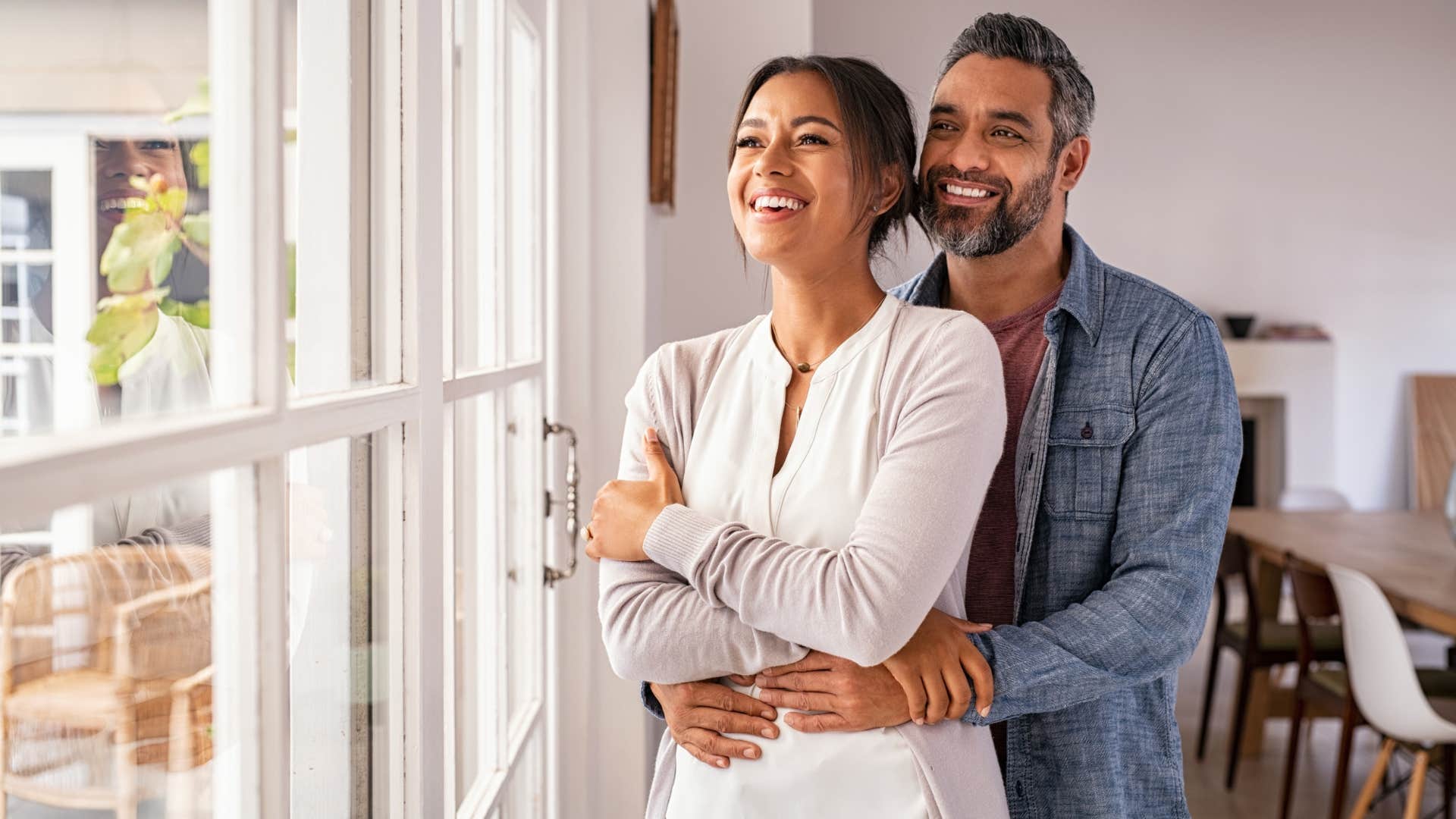 couple holding each other imagining their future together