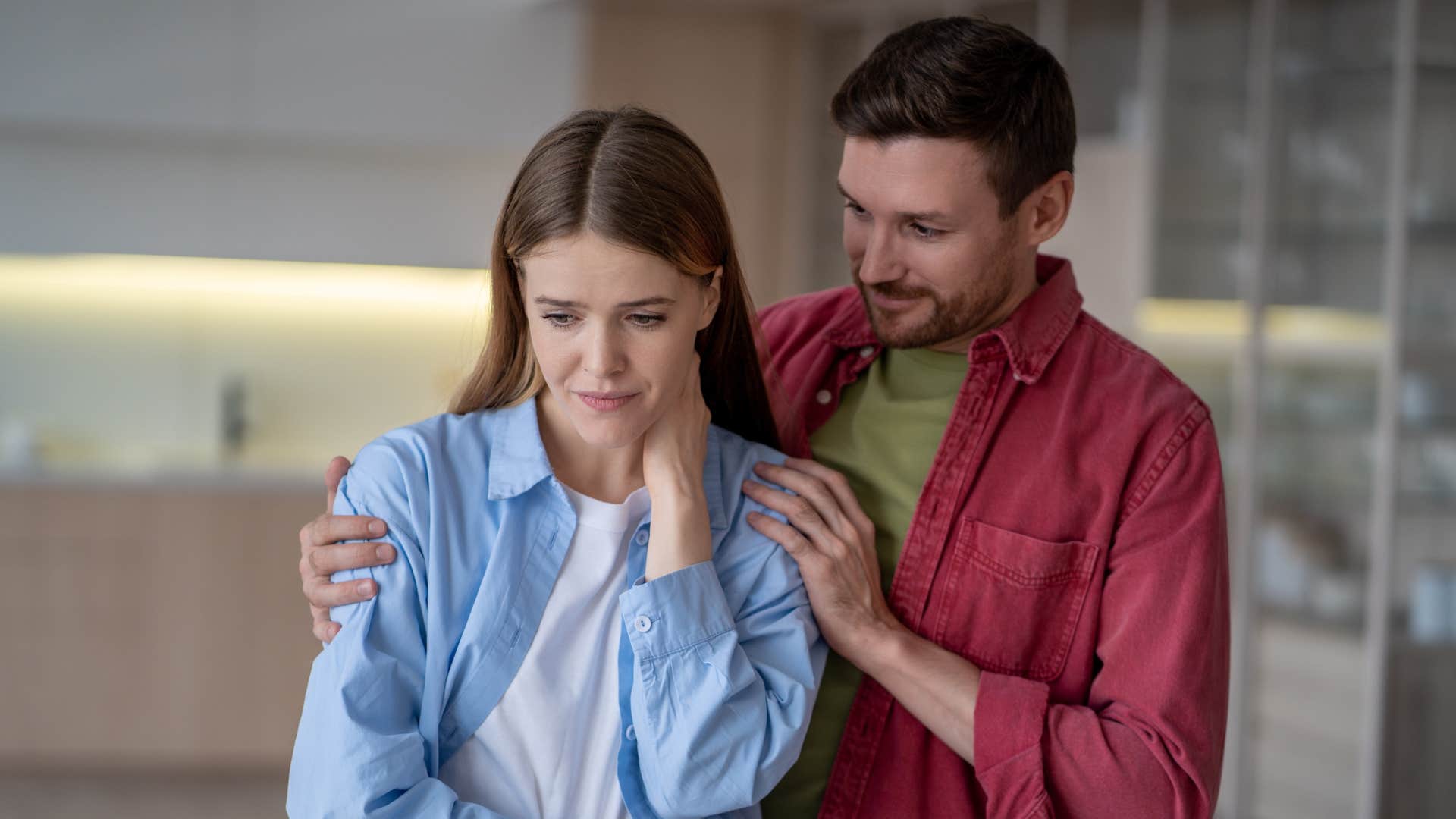 man comforting woman in a time of weakness