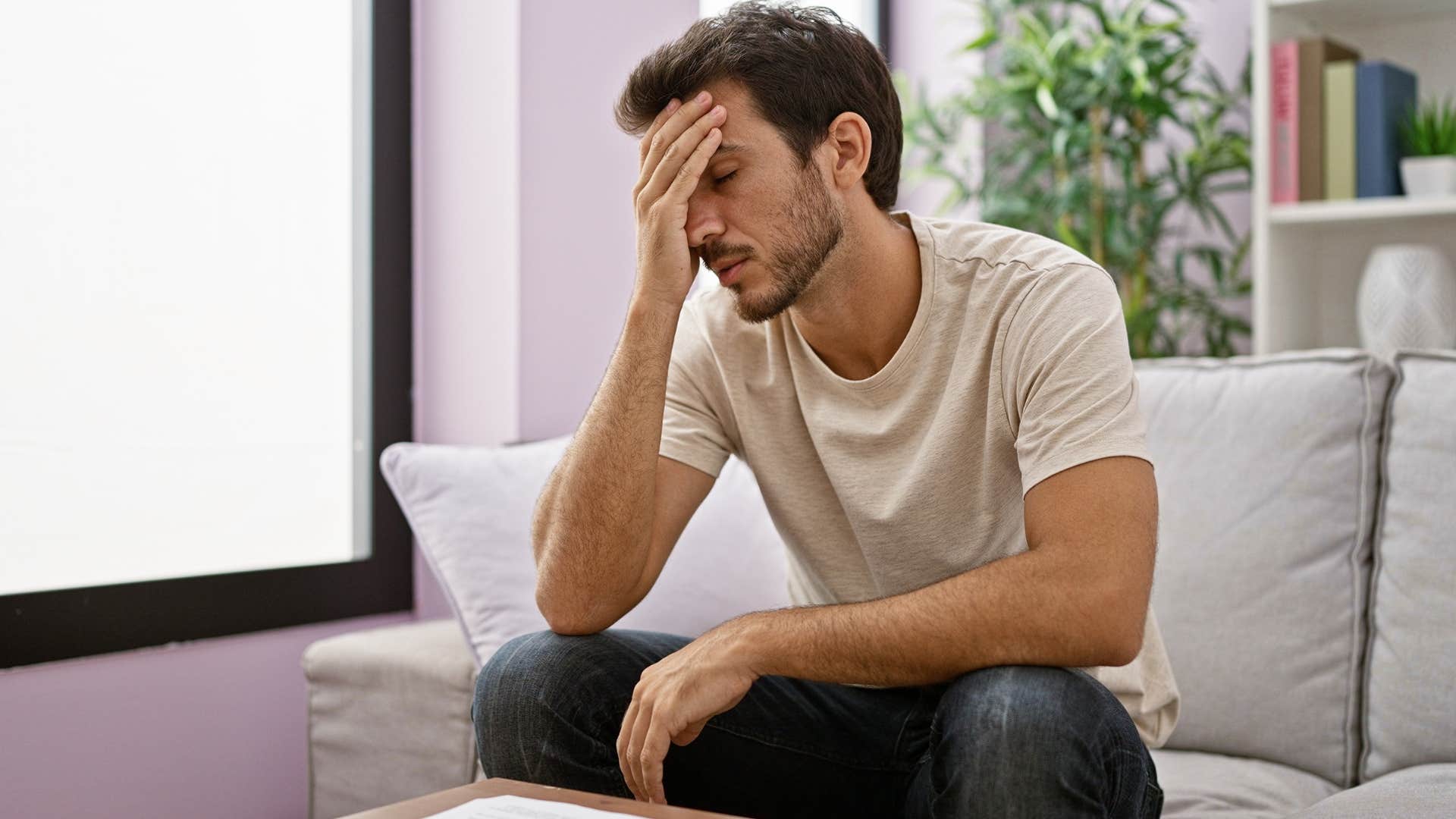 stressed man unsure if he wants to be a parent