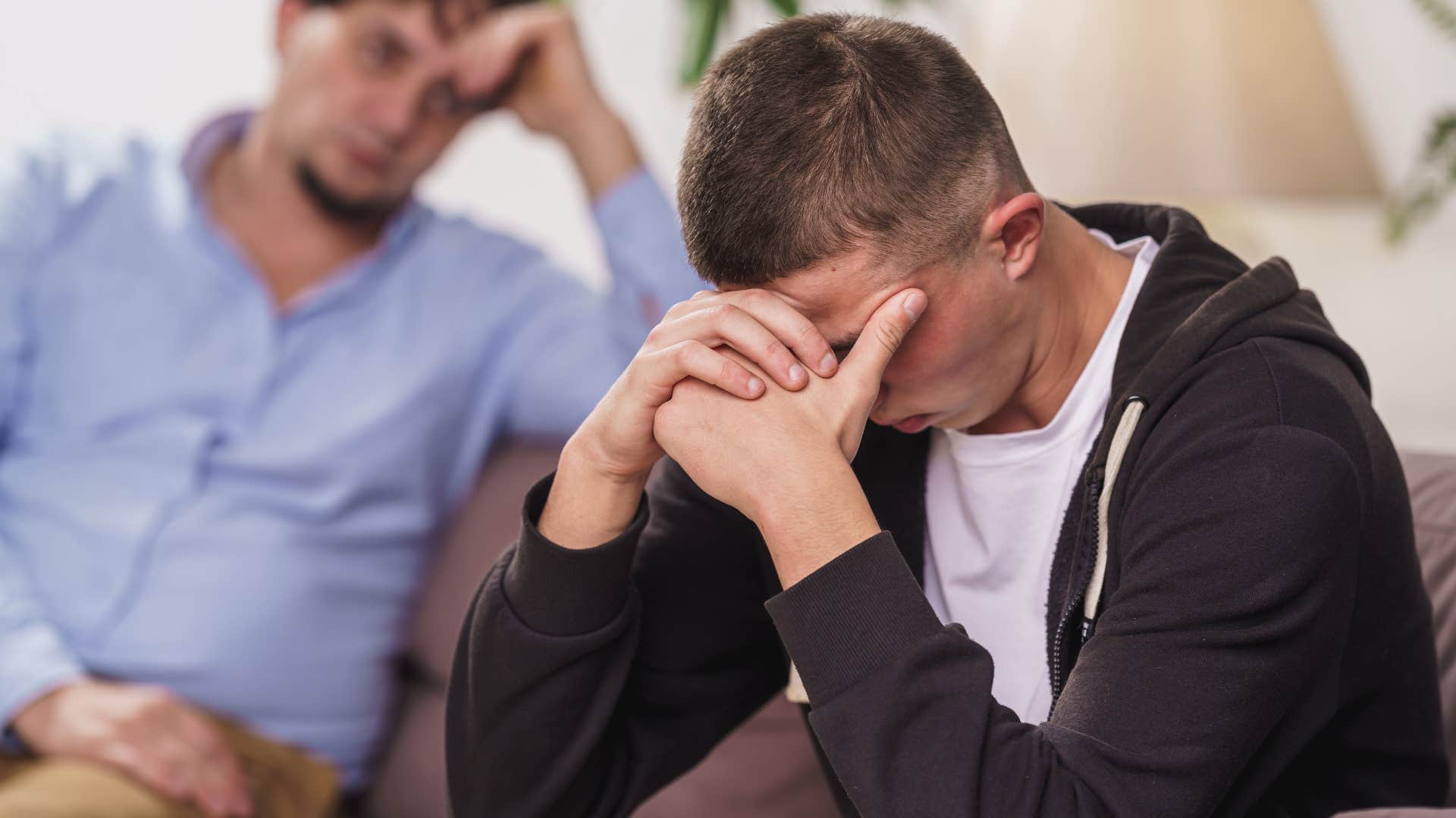 Dad venting to his upset teenage son.