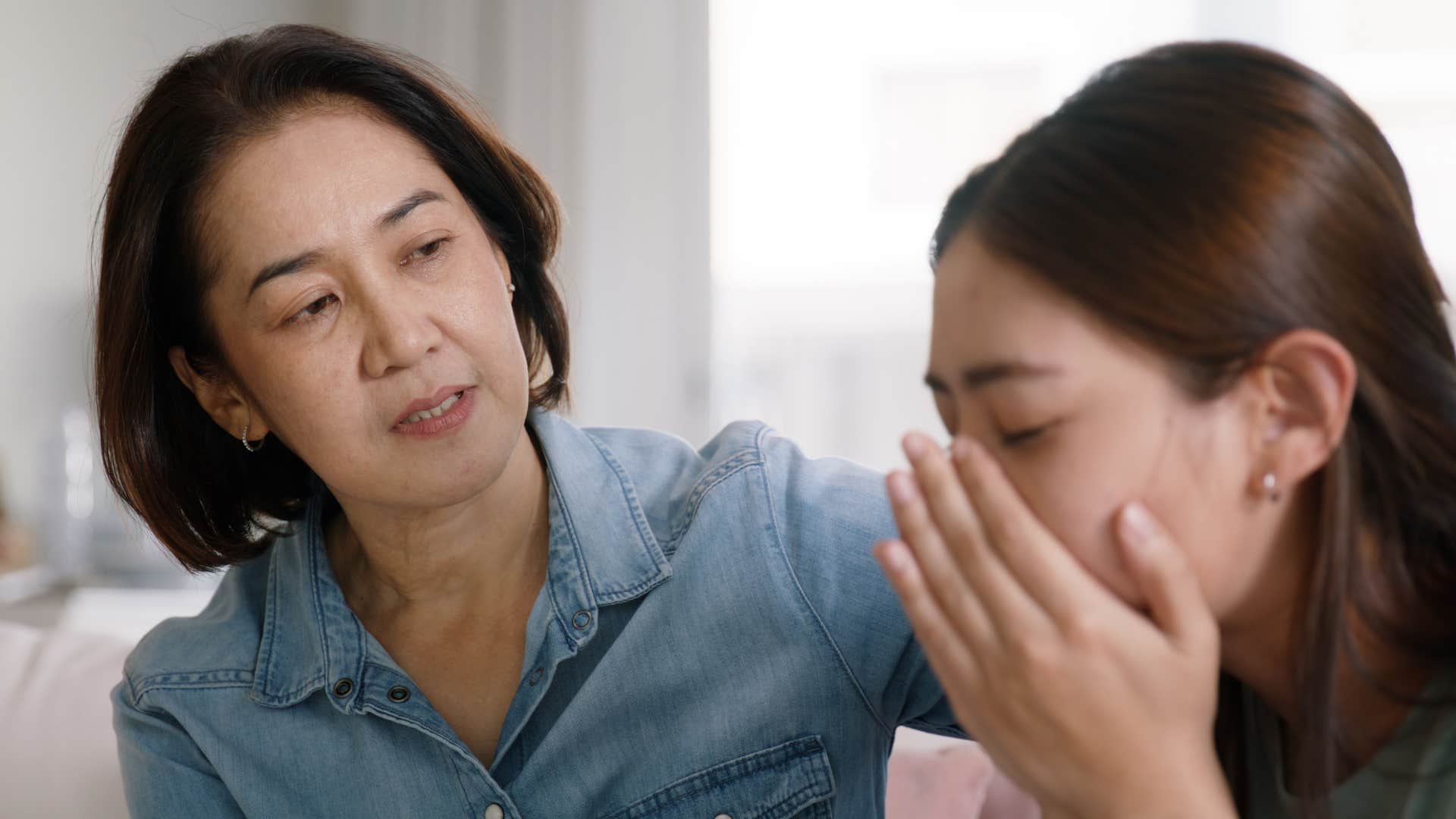 a mother comments on what her adult daughter eats and how she dresses in public
