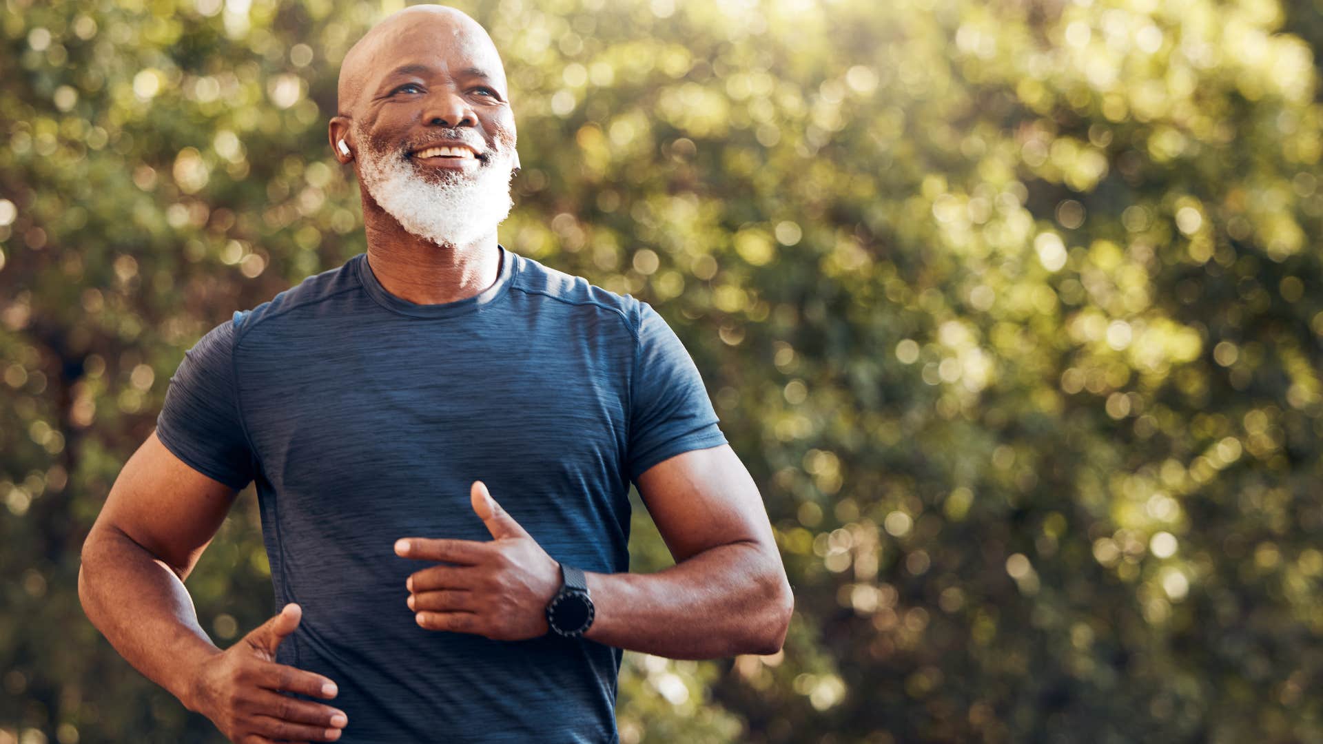 a man runs keeping up with his daily exercise