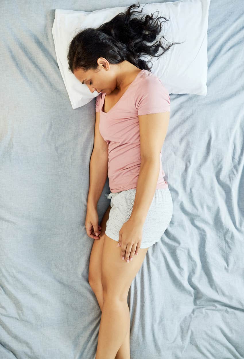 Women sleeping in log position