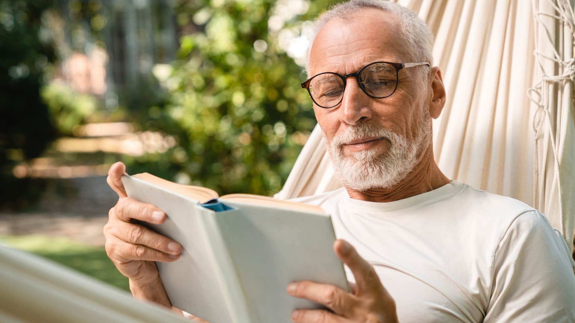 Man whose wife empowers him to spend time alone reading.