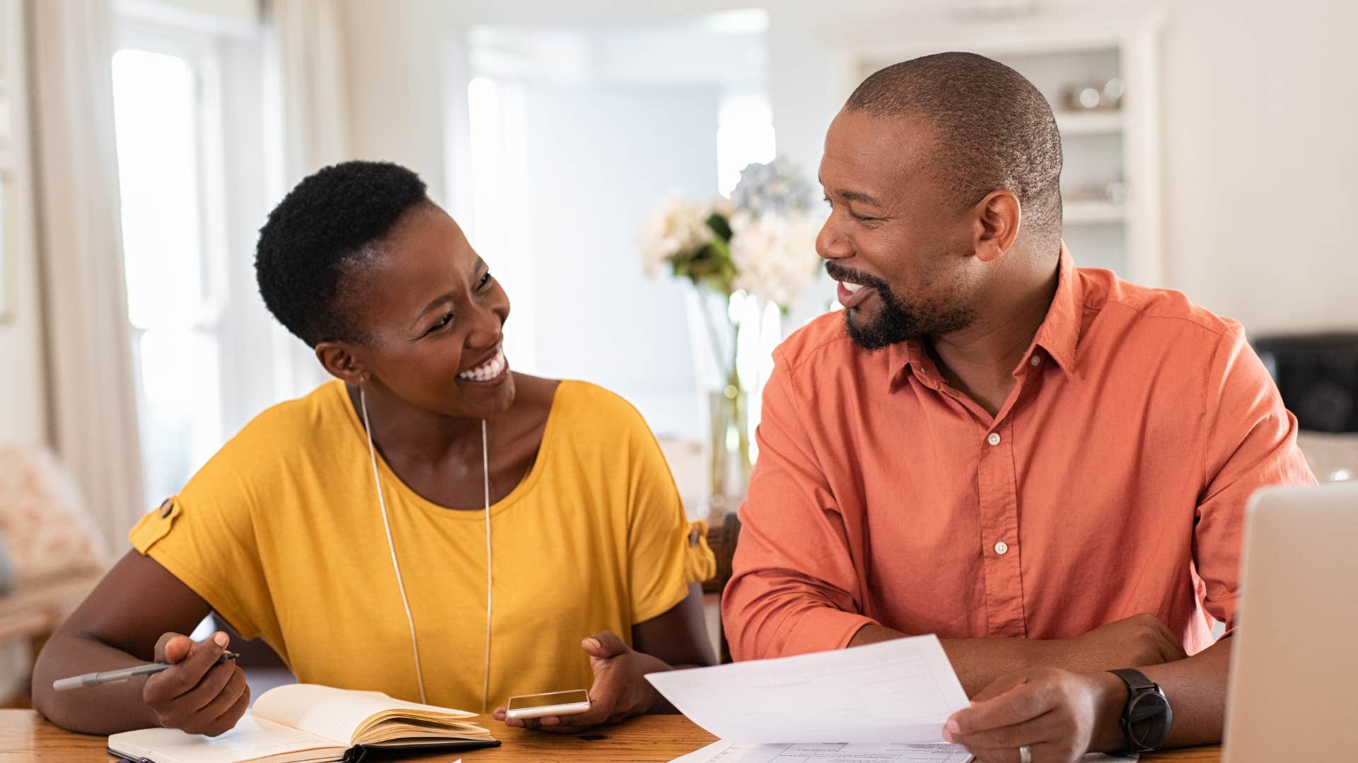 woman smiling and checking in with her partner