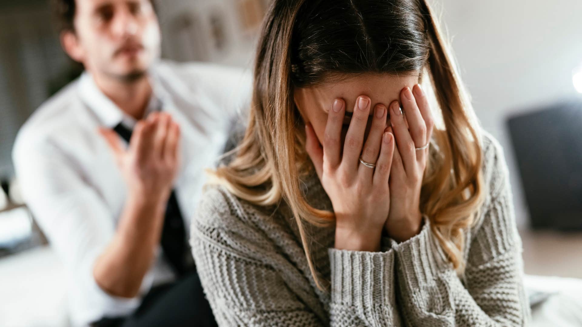couple in a marriage falling apart rewriting relationship history