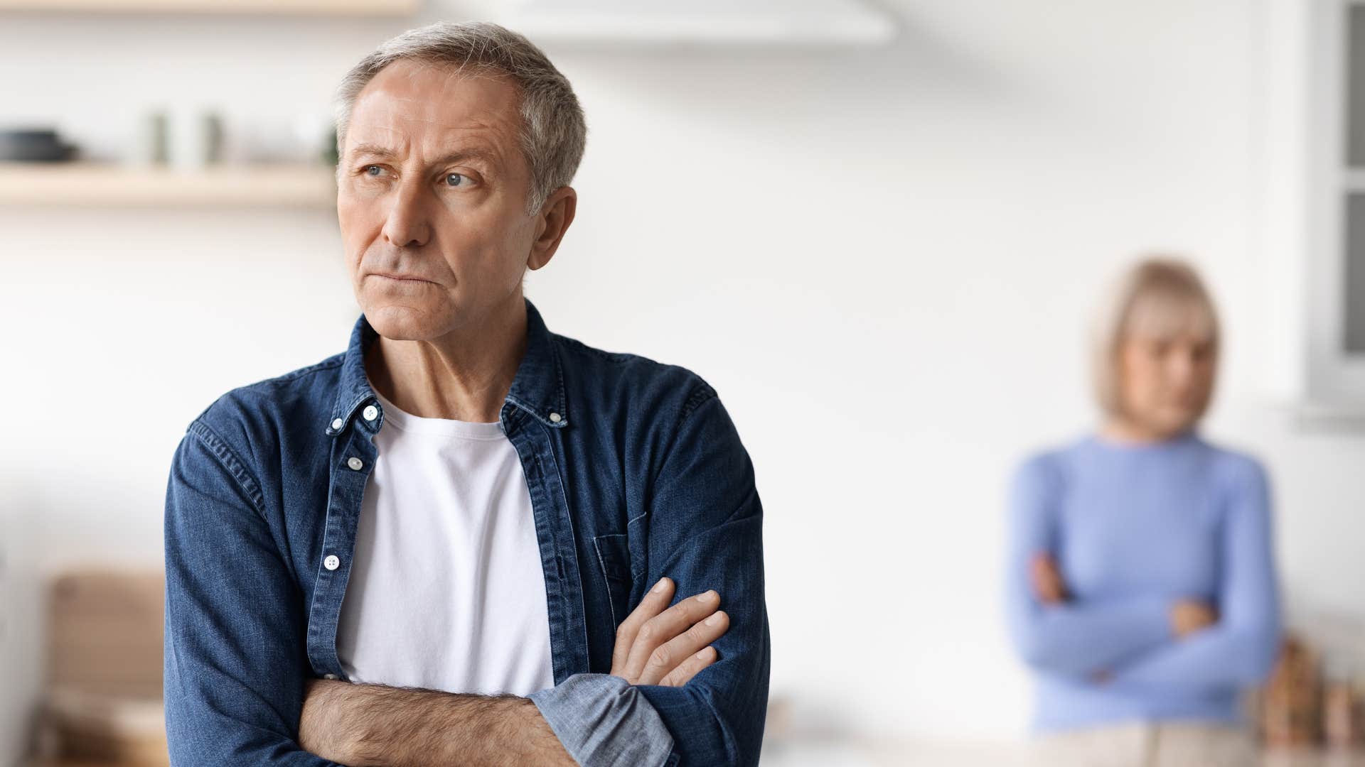 a man stands firm after telling his manipulative wife that he has already made his decision