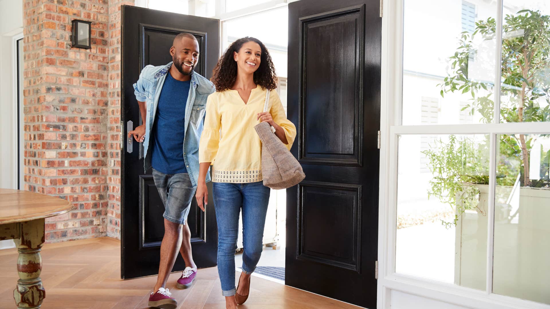 truly noble man walking woman to front door