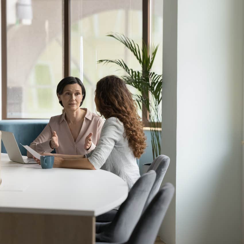 woman noticing subtle red flag in job interview