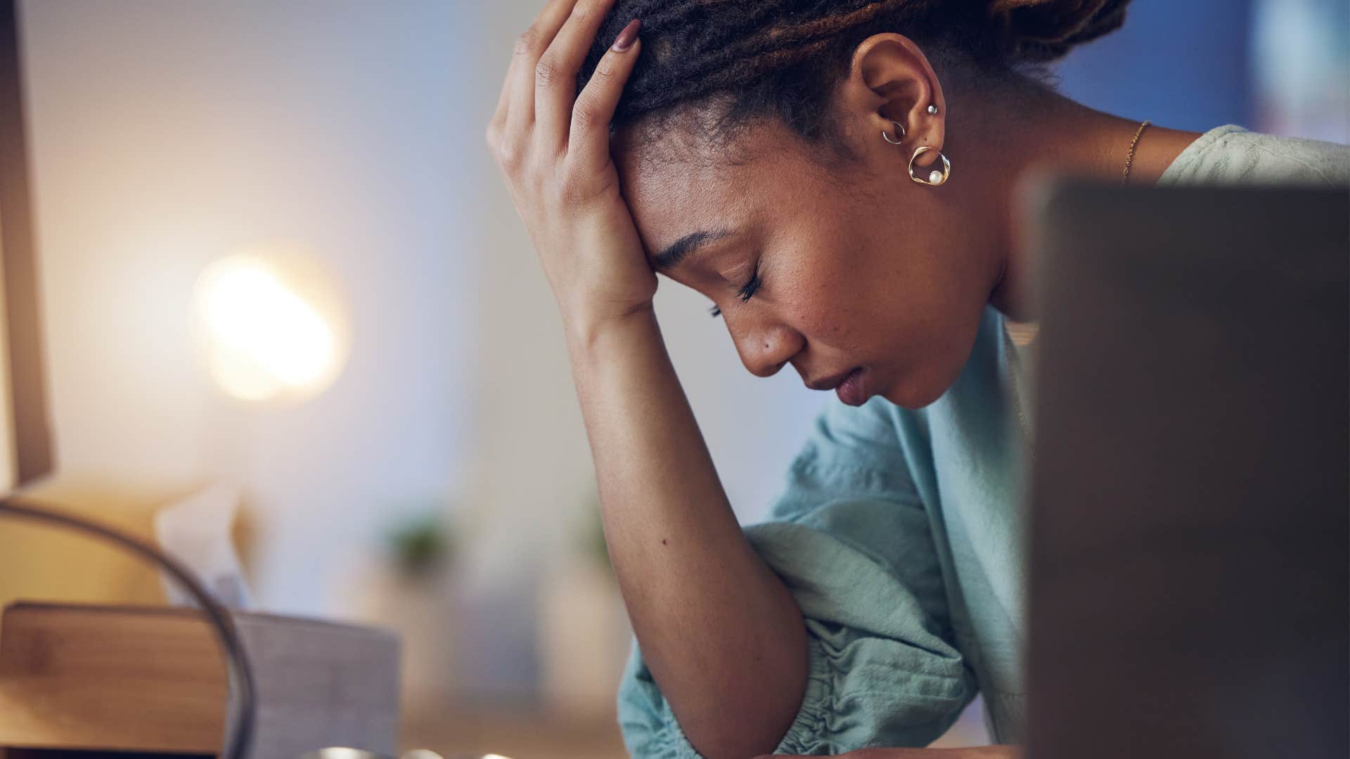 woman who isn't taking care of herself and not treating herself
