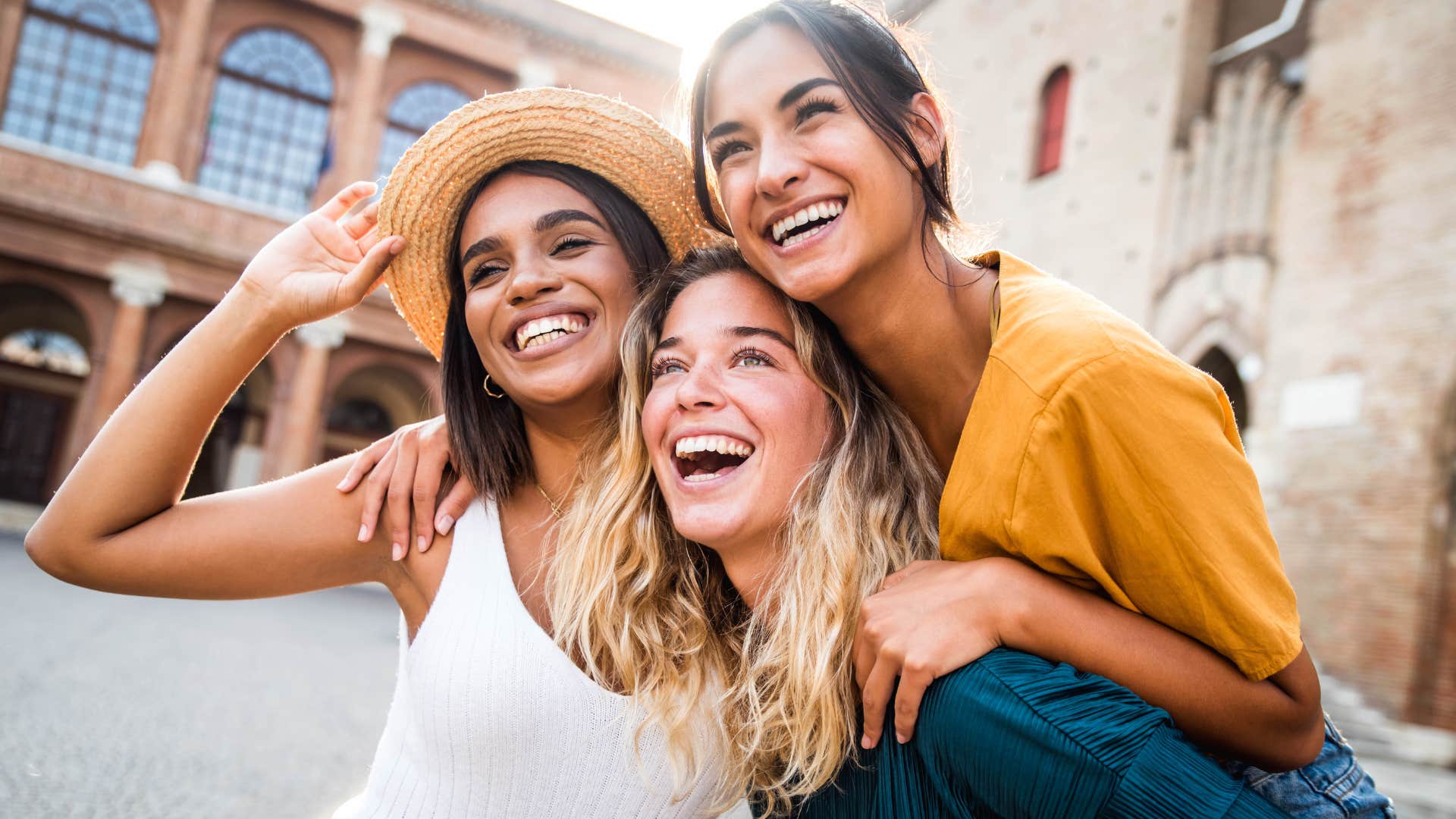 group of friends laughing and having fun together