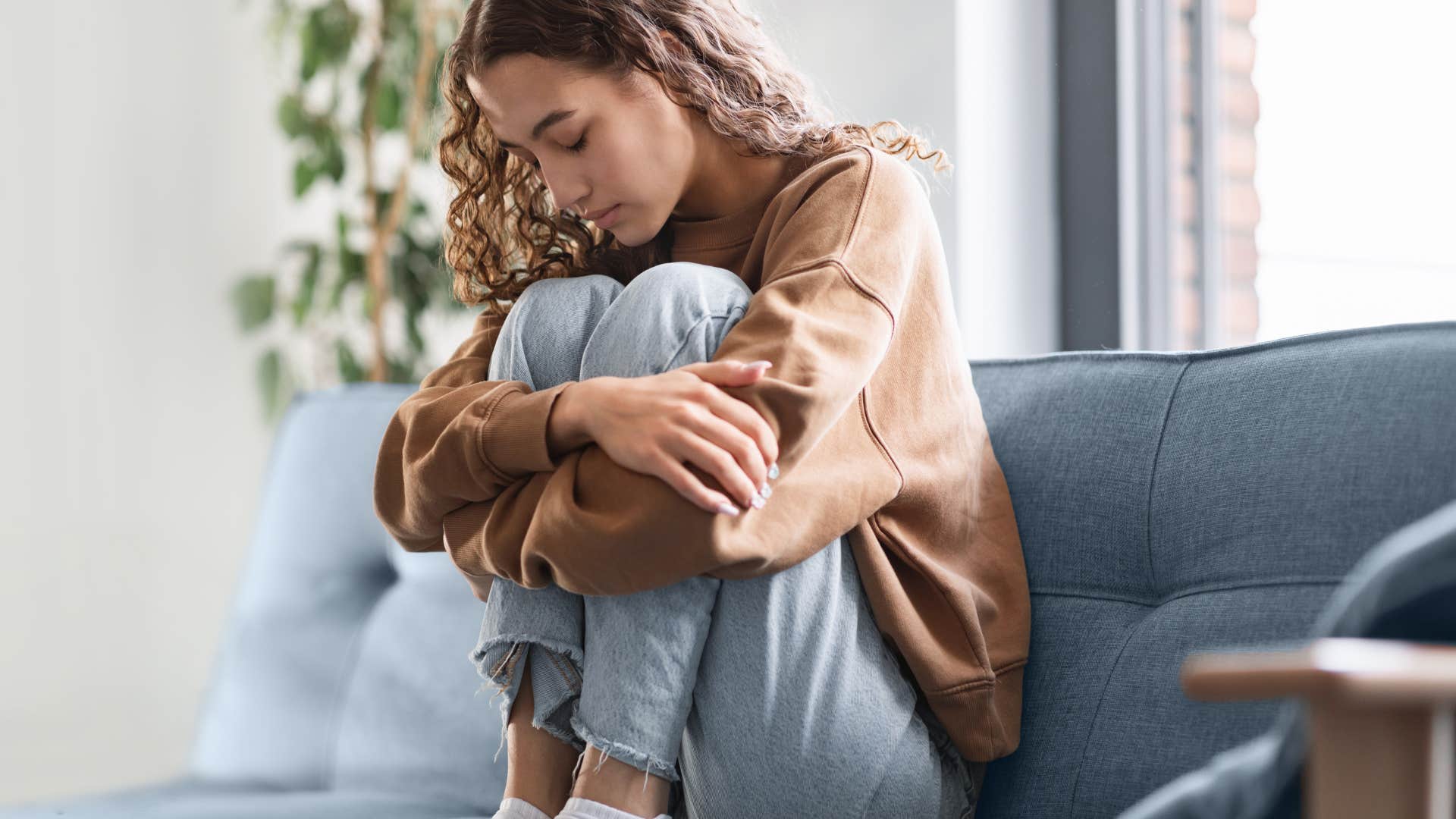 woman struggling and not seeming fine