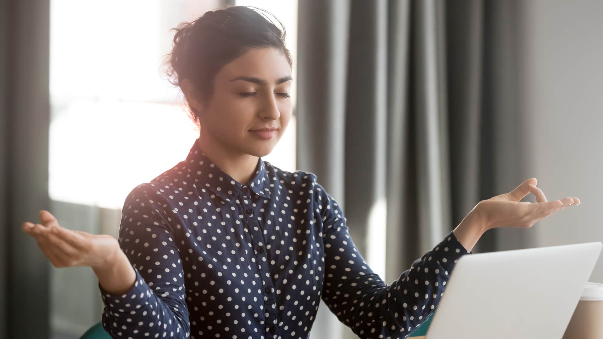 a gen z woman practices self-care after clocking out of work