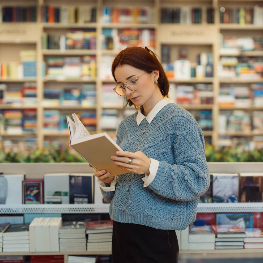 woman getting exactly what she wants by reading