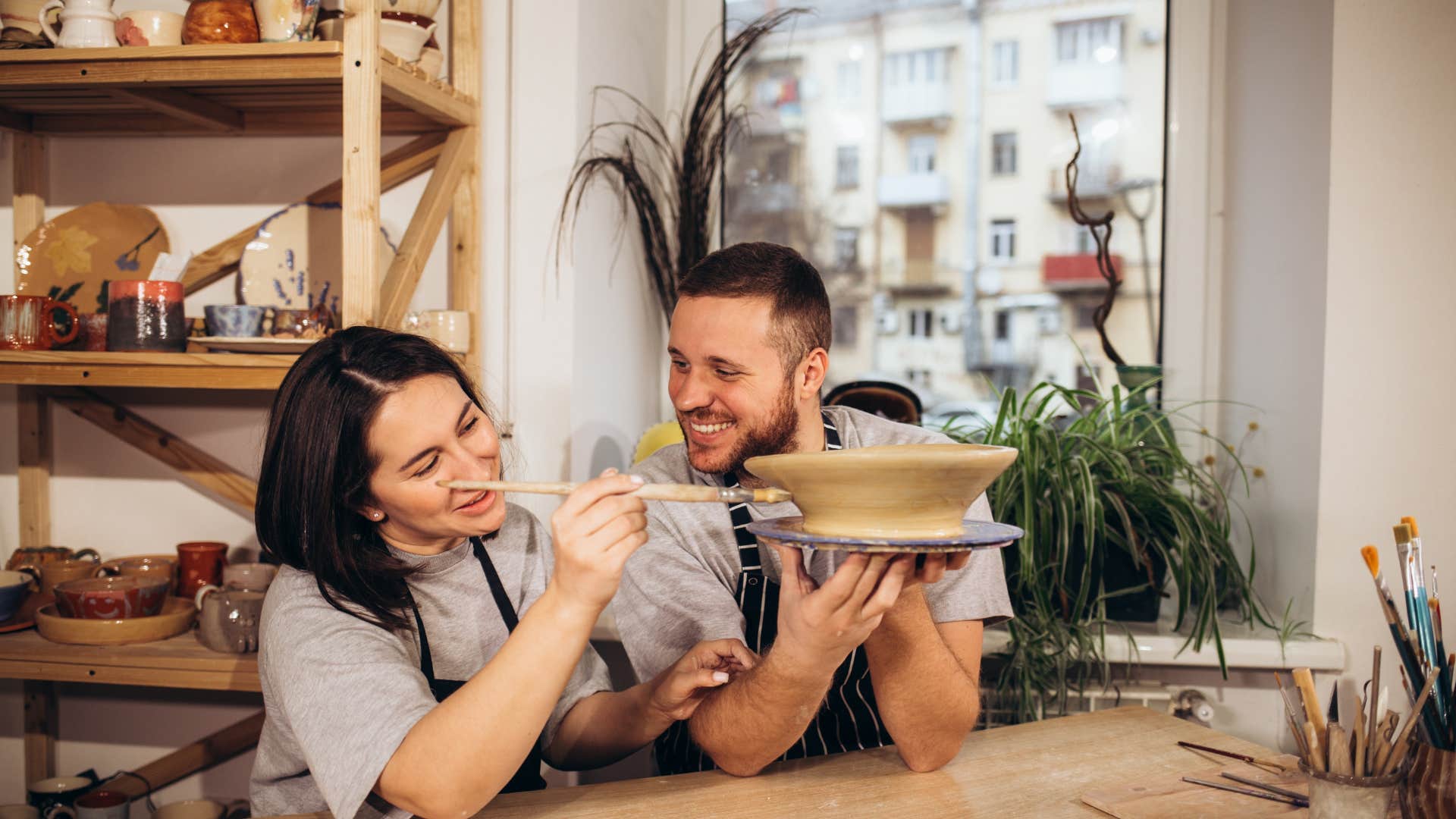 husband taking interest in what his wife loves