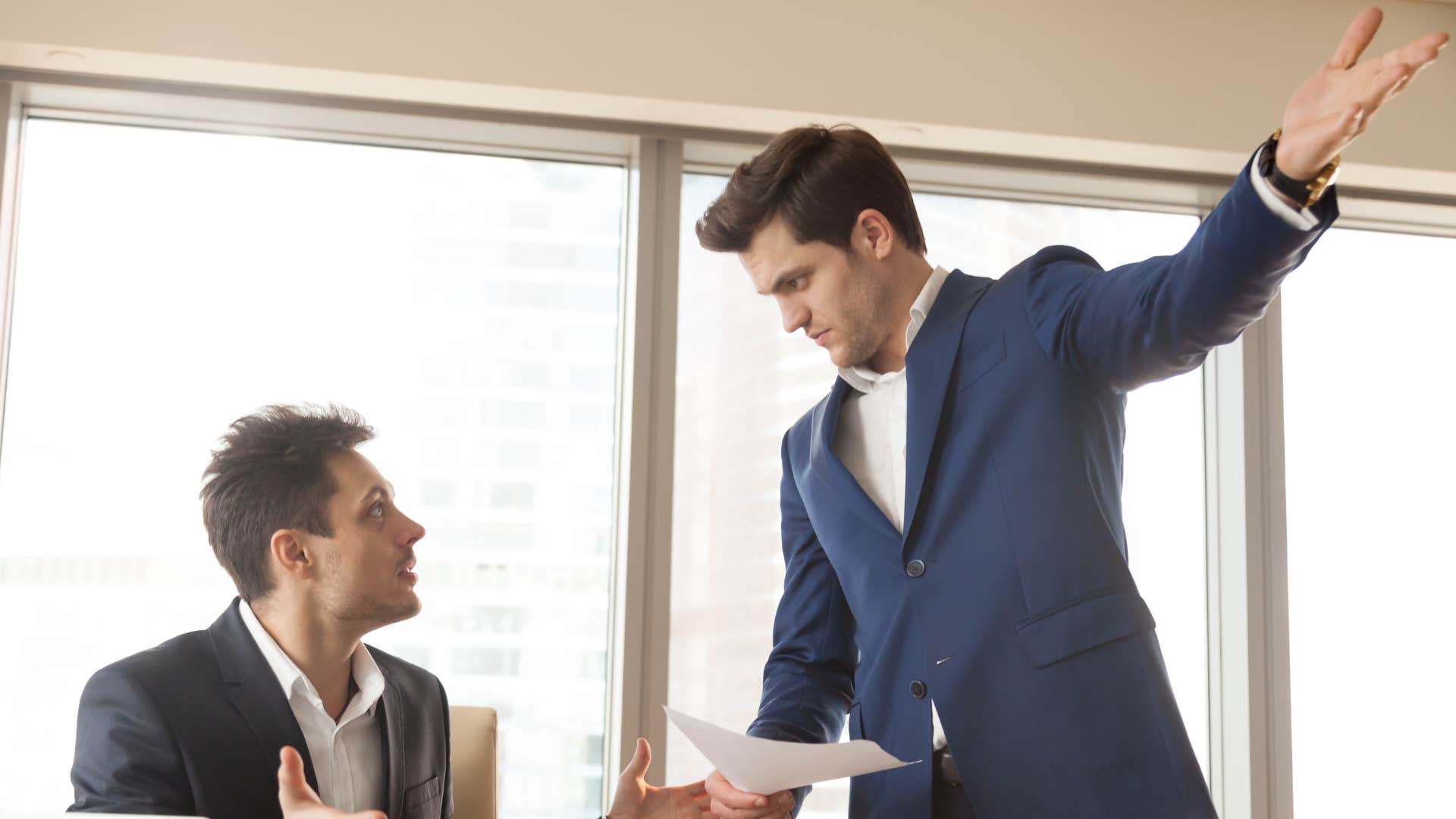 a man gets reprimanded for nothing at his job despite him being a top tier employee