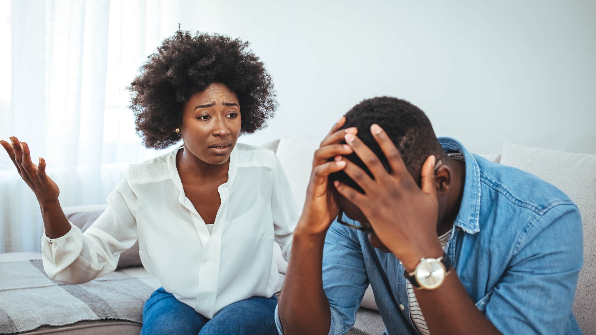 woman scolding partner for being dishonest