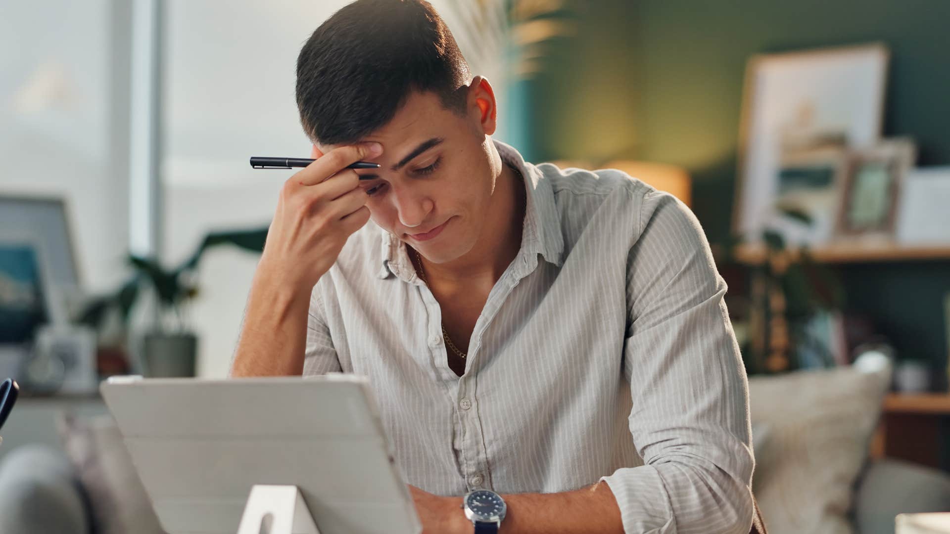 Gen Z man thinking about work-life balance