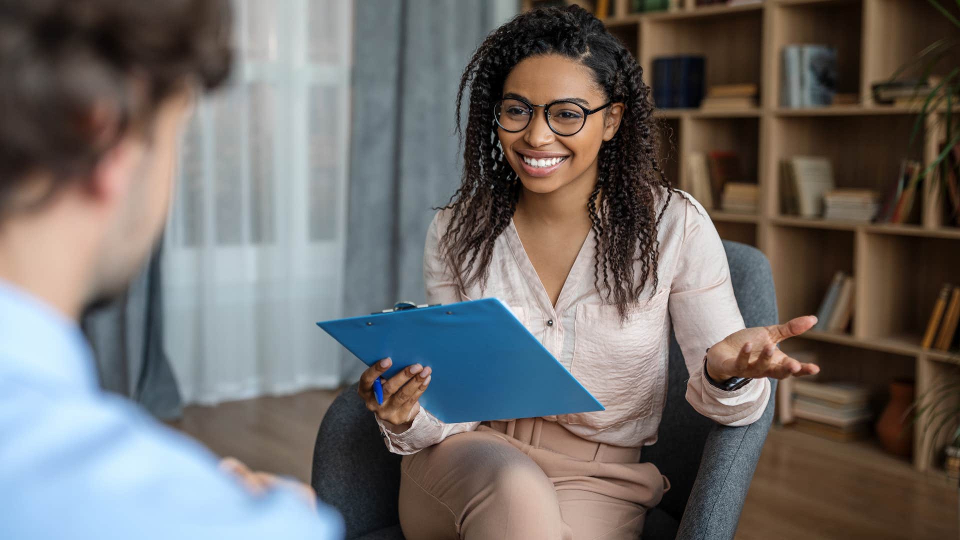 counselor protecting mental health with client