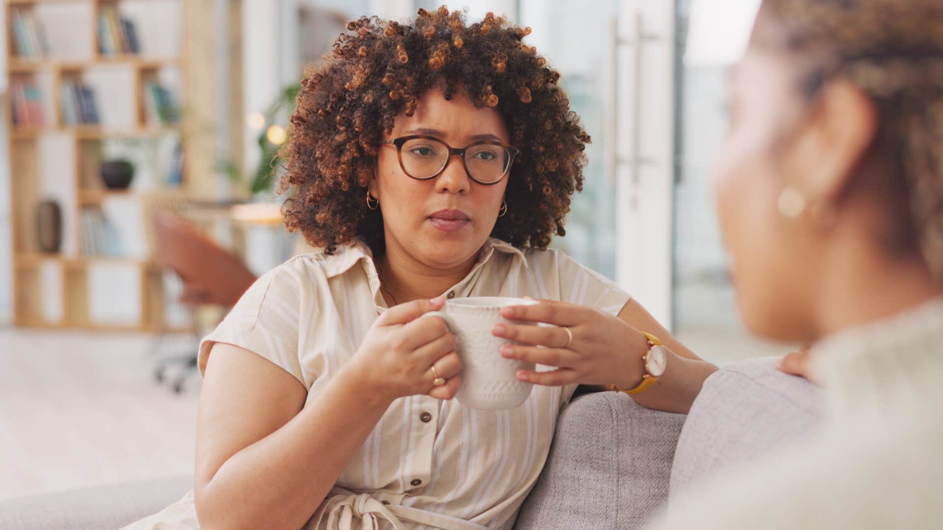 woman setting healthy boundaries with friend