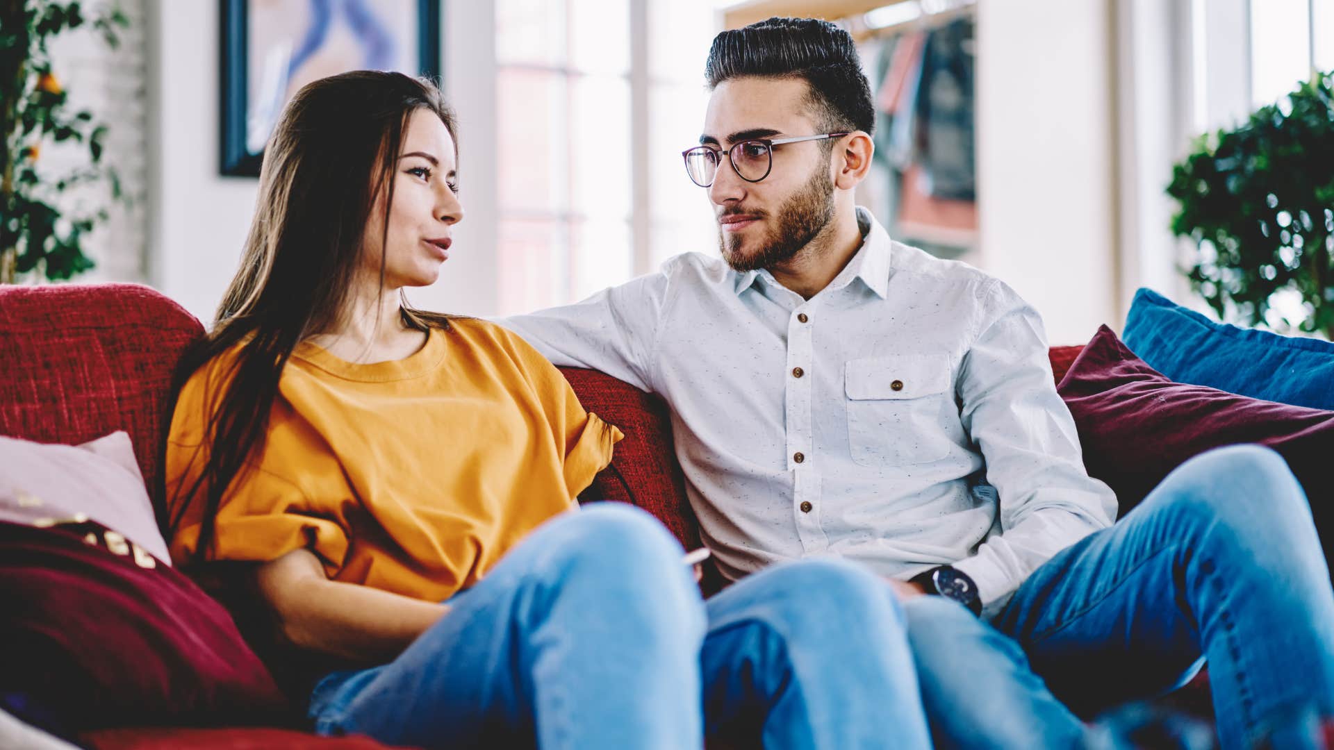 man being honest having conversation with woman