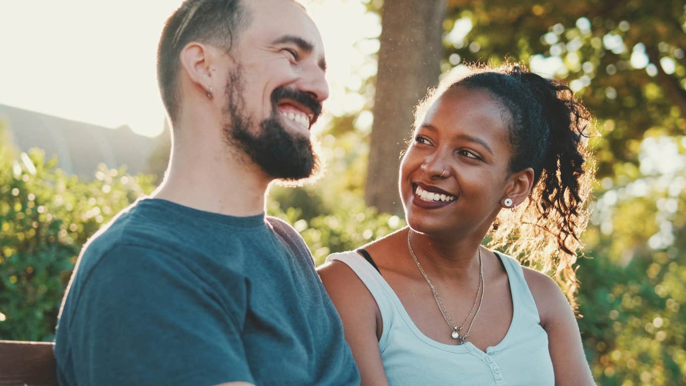 Things Good Men Do That Are Incredibly Attractive To Women, According To A Psychologist woman looking at man incredibly attracted to him