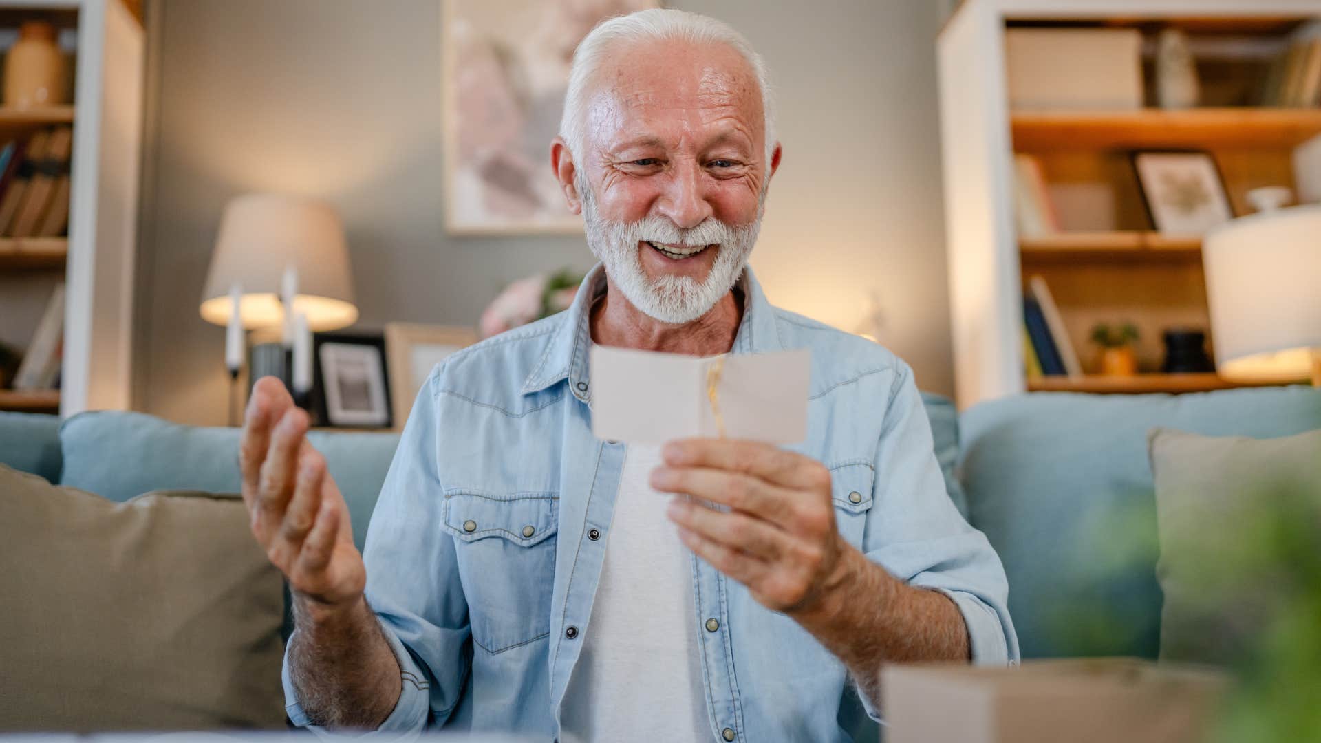 high iq man smiling and collecting random things